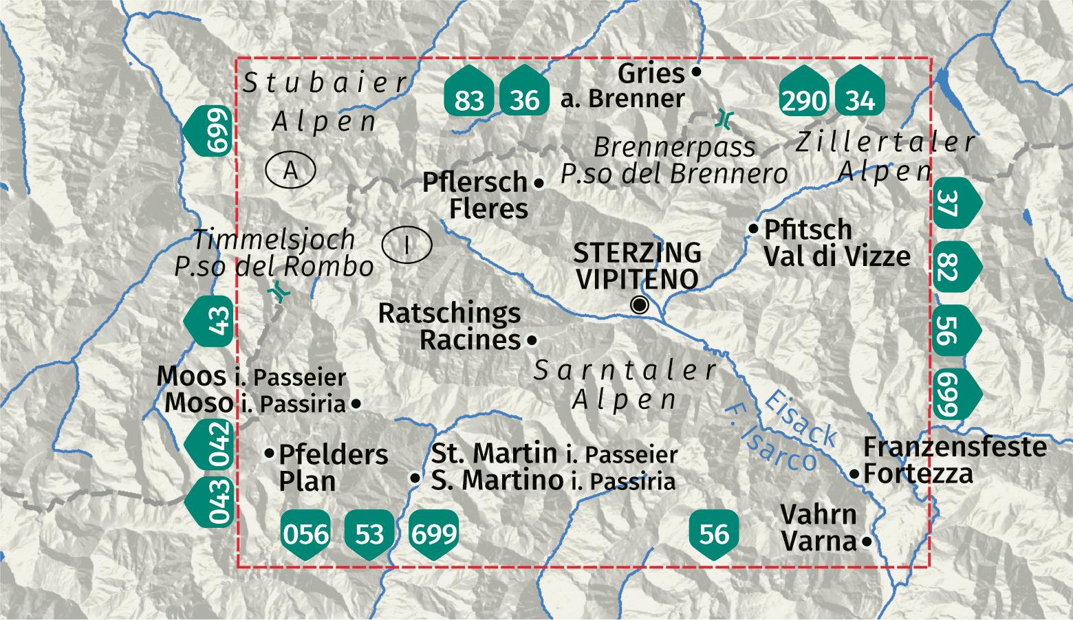 Beispielinhalt (Bild) KOMPASS Wanderkarte 44 Sterzing / Vipiteno 1:50.000