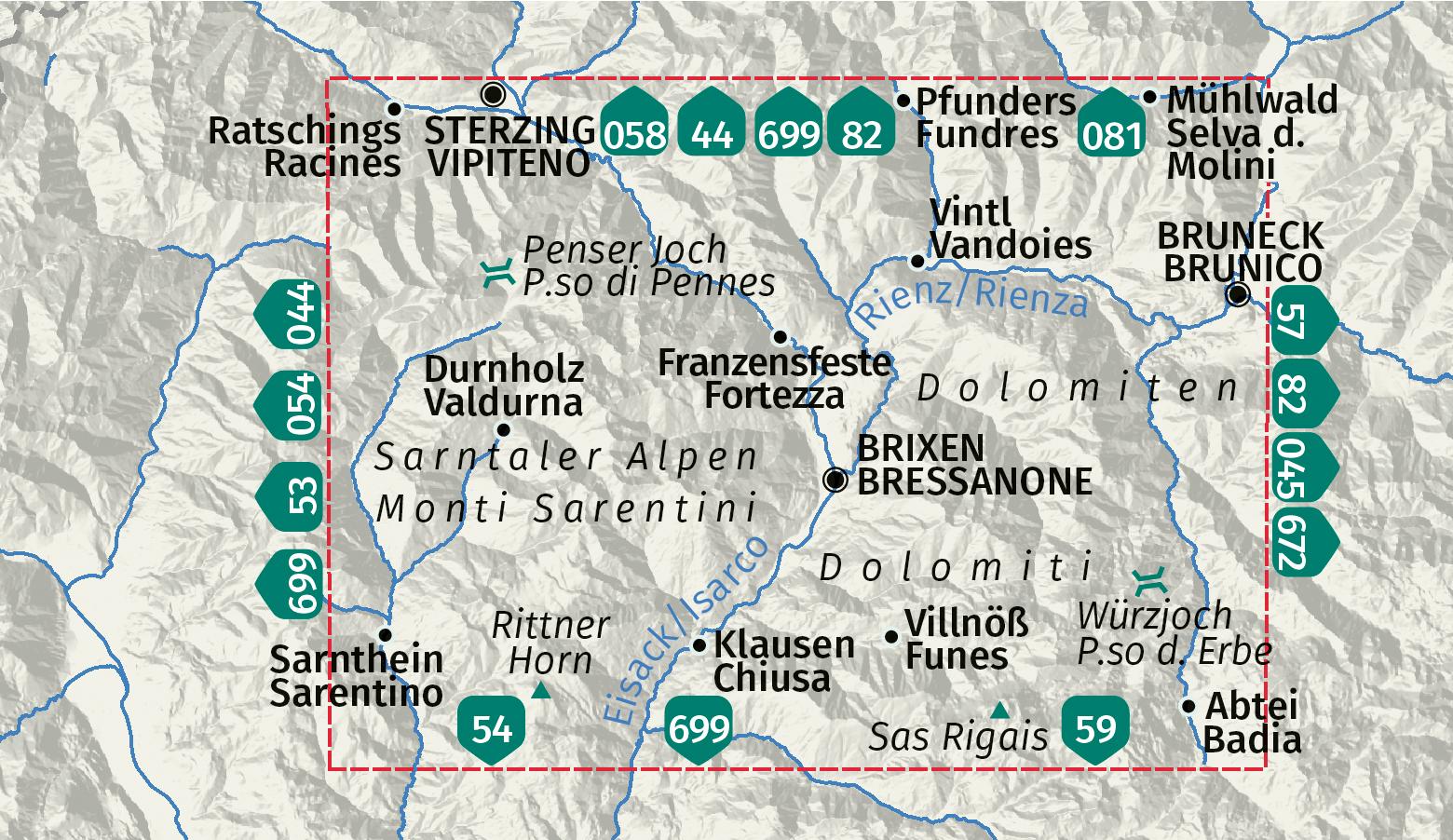 Beispielinhalt (Bild) KOMPASS Wanderkarte 56 Brixen / Bressanone 1:50.000