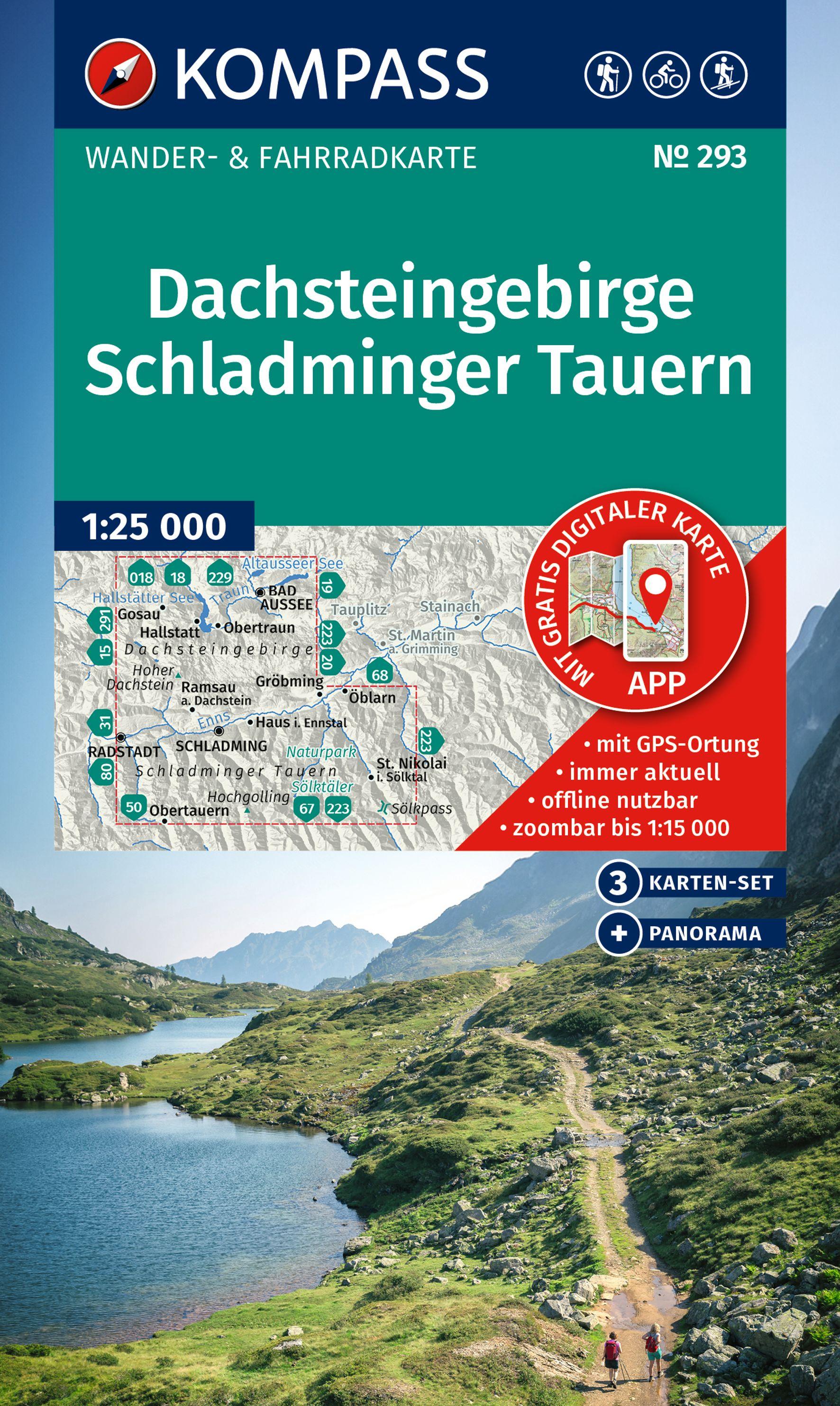 Vorderes Coverbild KOMPASS Wanderkarten-Set 293 Dachsteingebirge, Schladminger Tauern (3 Karten) 1:25.000