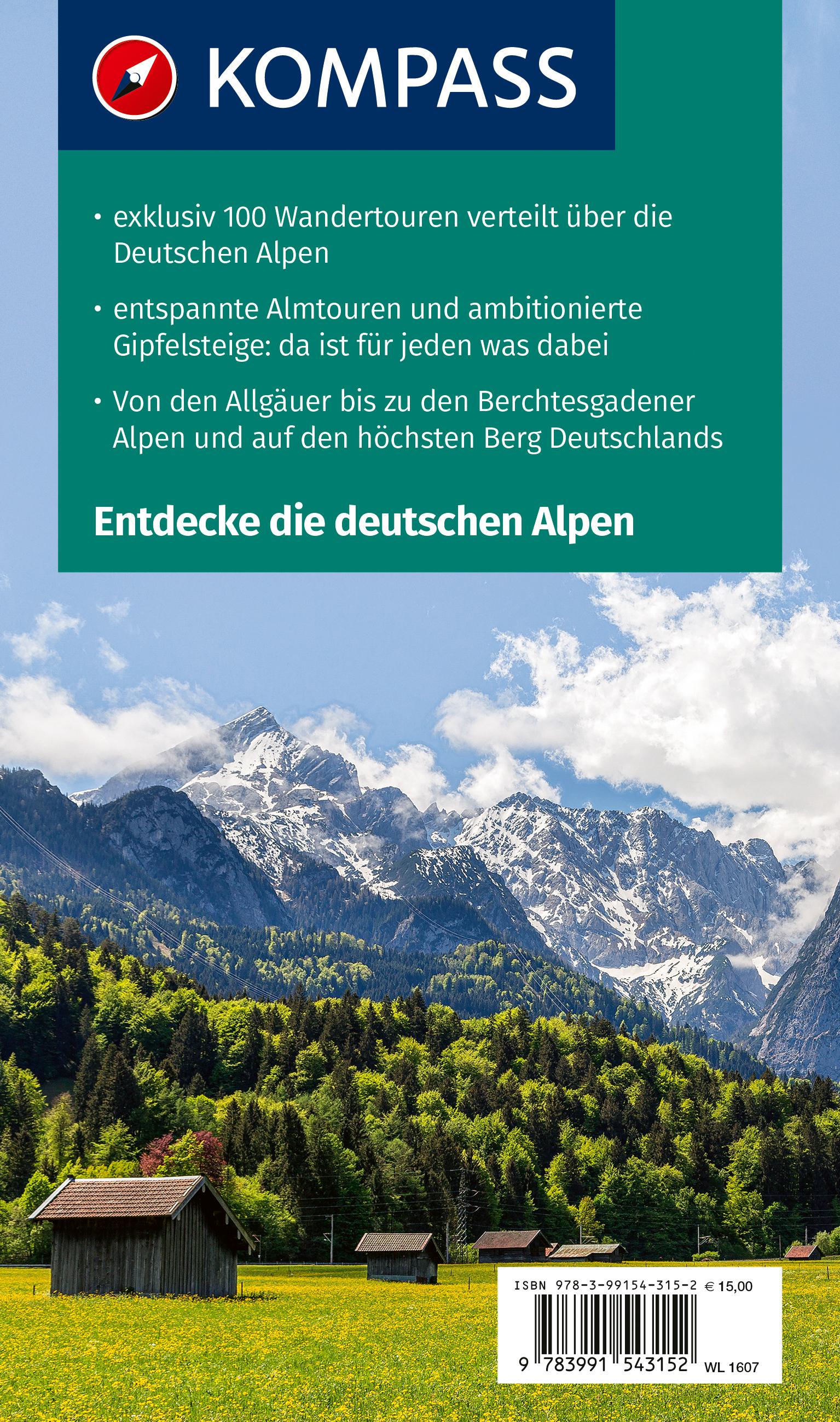 Rückseitencover KOMPASS Wanderlust Deutsche Alpen