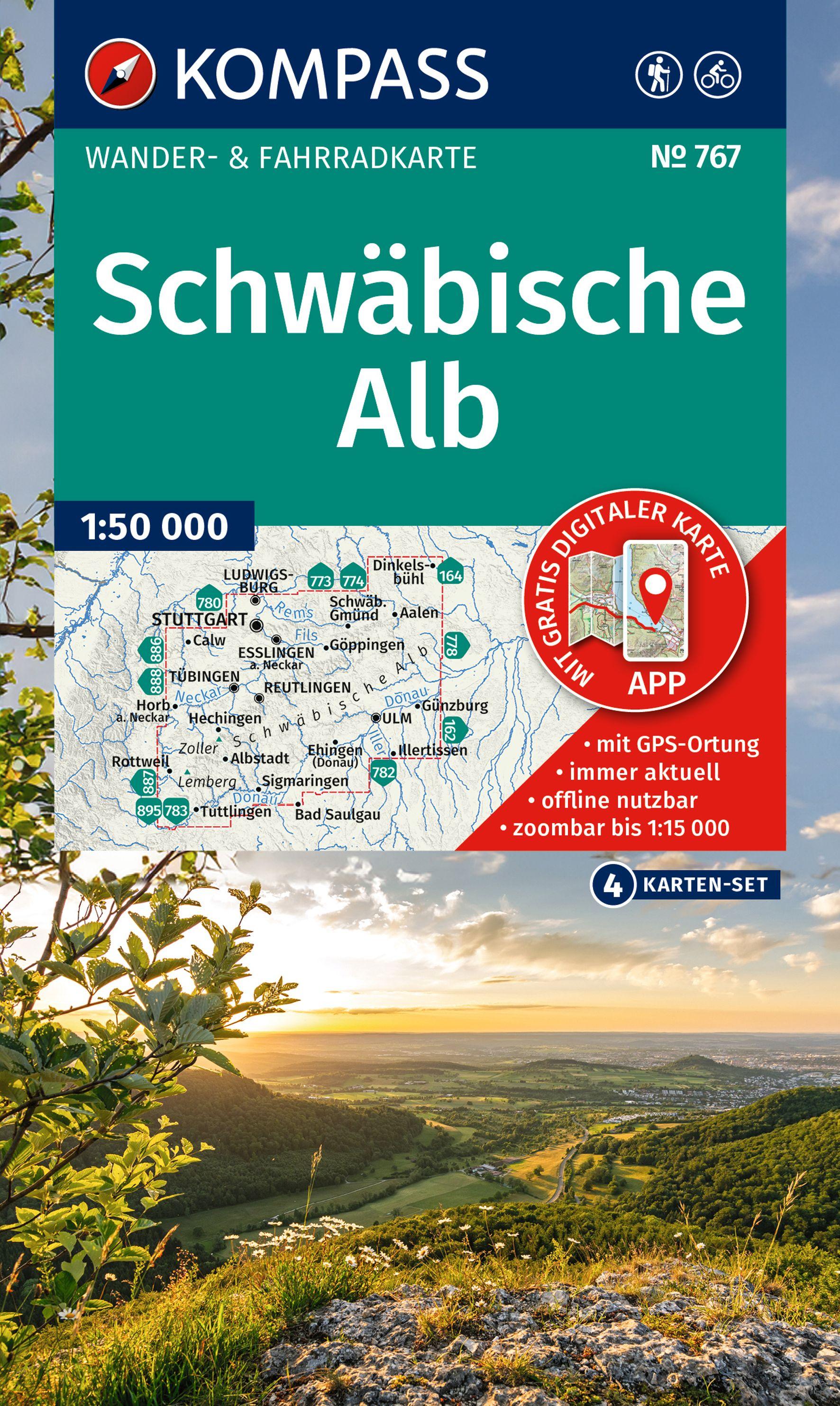 Vorderes Coverbild KOMPASS Wanderkarten-Set 767 Schwäbische Alb (4 Karten) 1:50.000