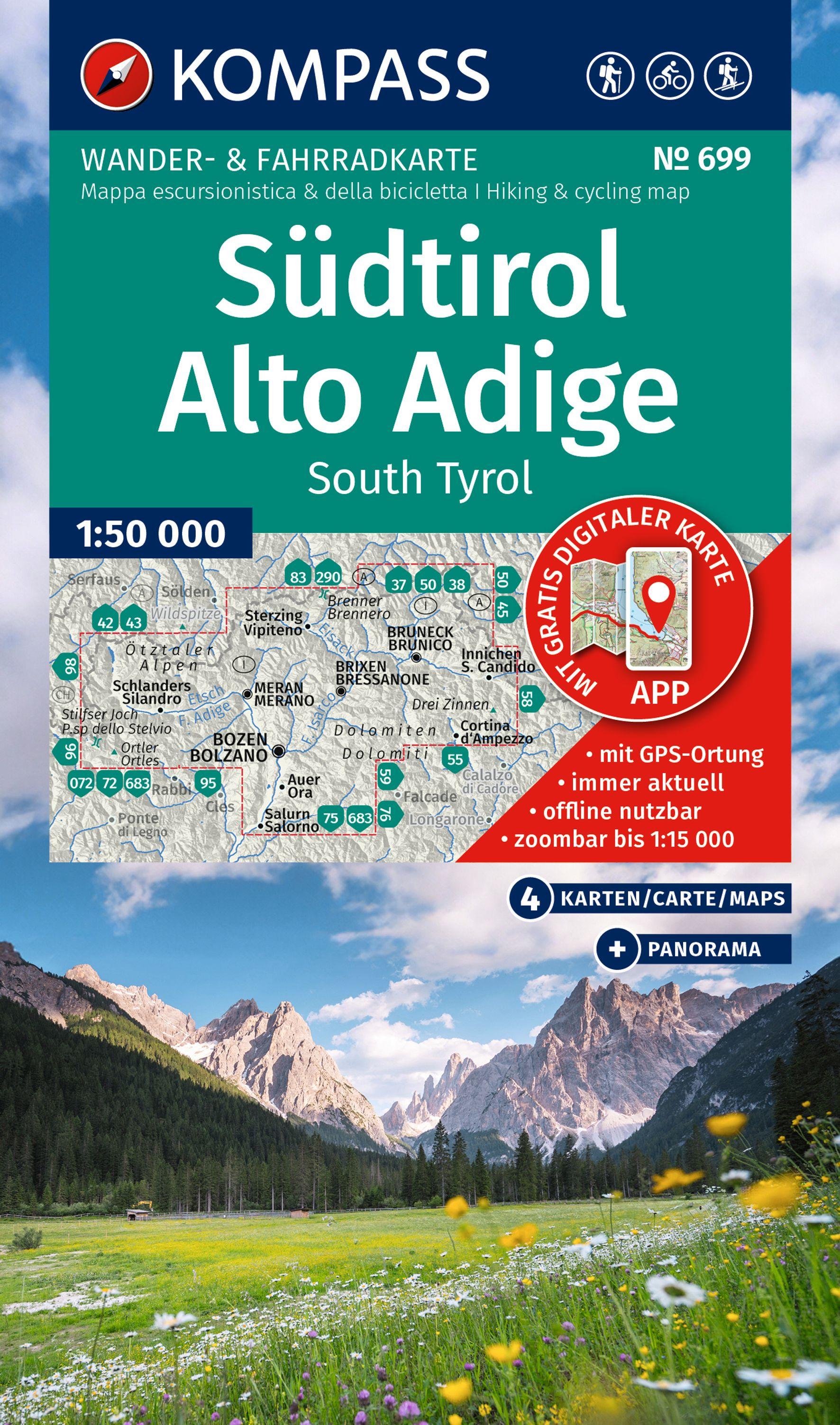 Vorderes Coverbild KOMPASS Wanderkarten-Set 699 Südtirol / Alto Adige / South Tyrol (4 Karten) 1:50.000