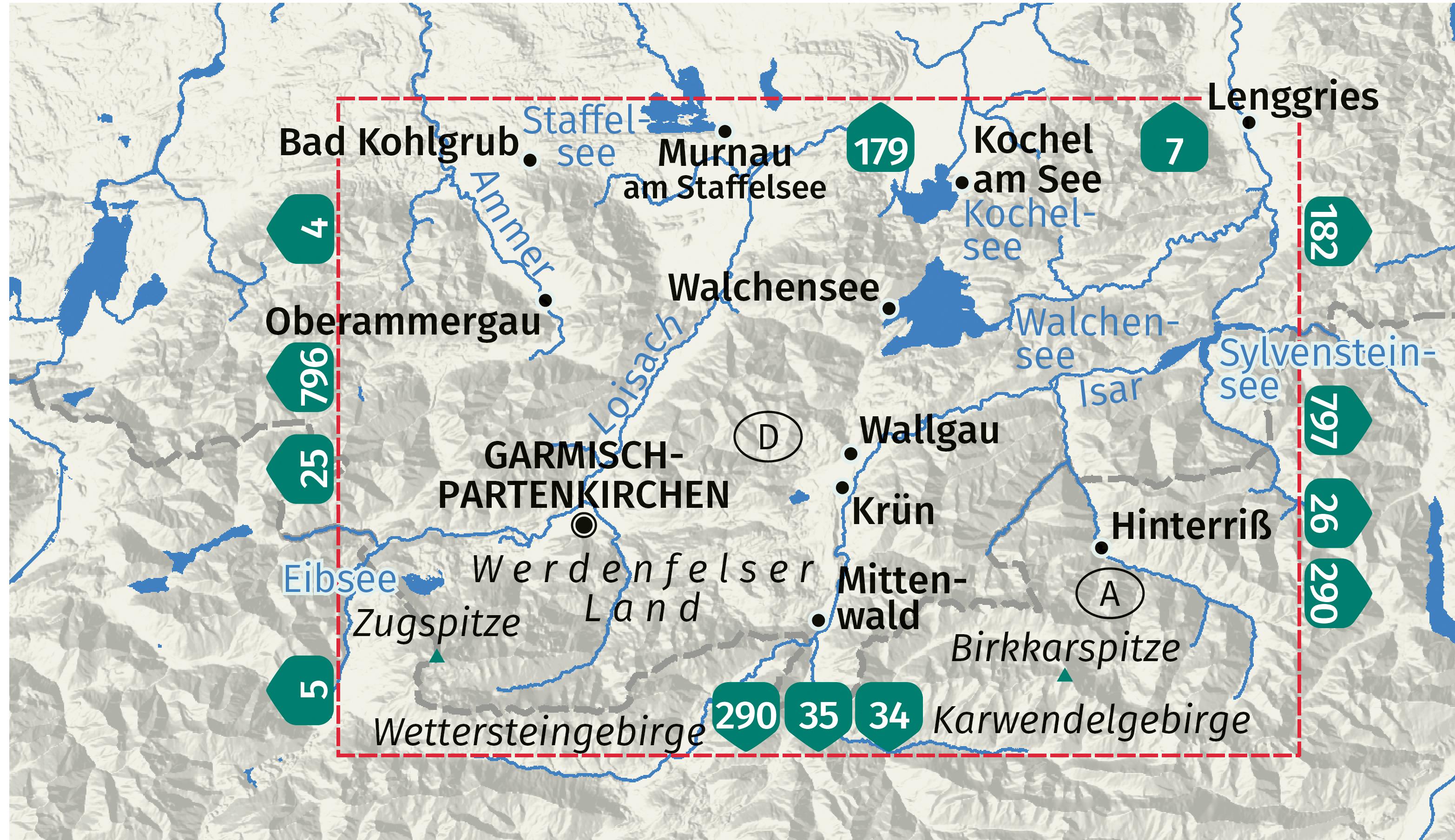 Beispielinhalt (Bild) KOMPASS Wanderkarte 6 Alpenwelt Karwendel Mittenwald, Garmisch-Partenkirchen 1:50.000