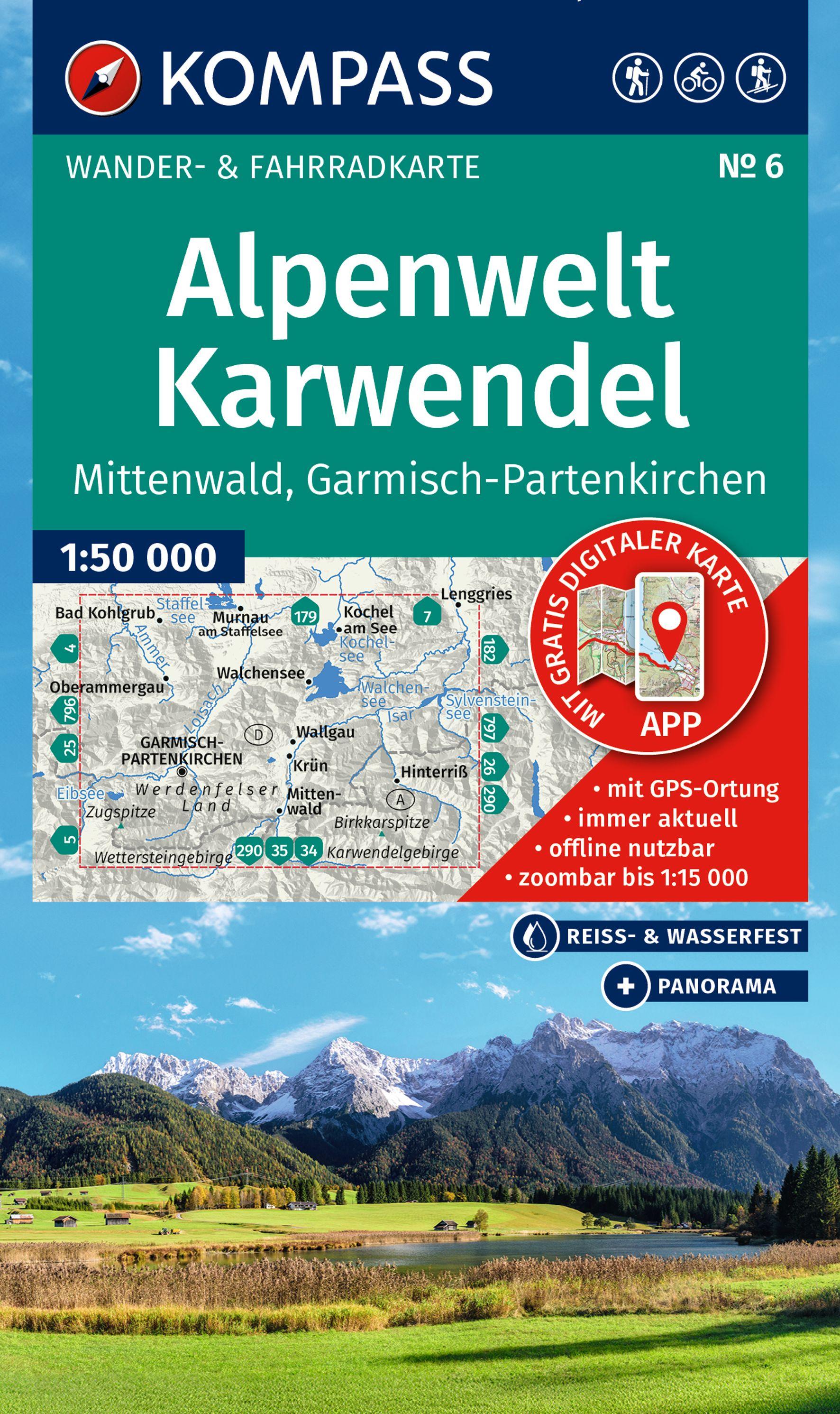 Vorderes Coverbild KOMPASS Wanderkarte 6 Alpenwelt Karwendel Mittenwald, Garmisch-Partenkirchen 1:50.000