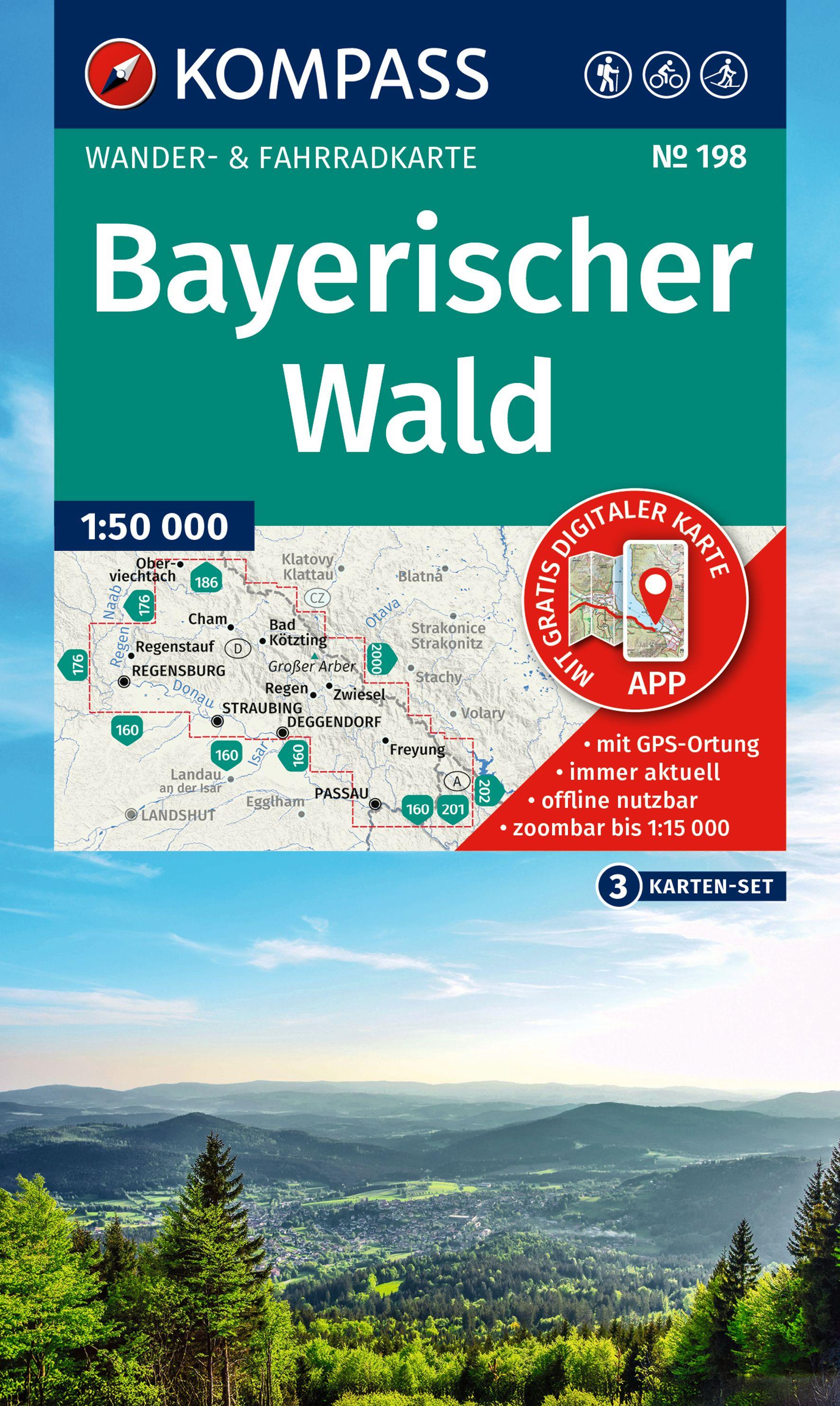 Vorderes Coverbild KOMPASS Wanderkarten-Set 198 Bayerischer Wald (3 Karten) 1:50.000
