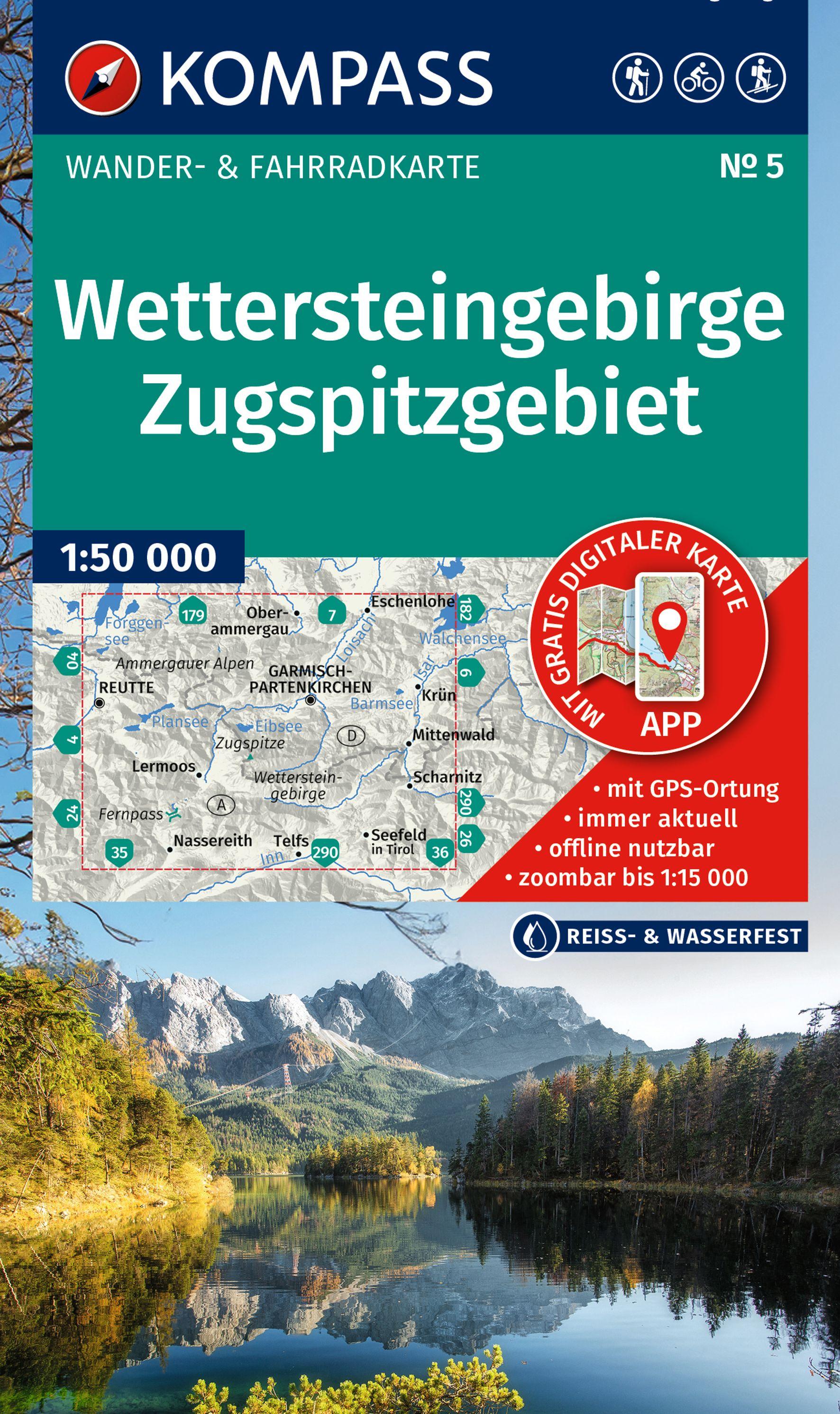Vorderes Coverbild KOMPASS Wanderkarte 5 Wettersteingebirge, Zugspitzgebiet 1:50.000