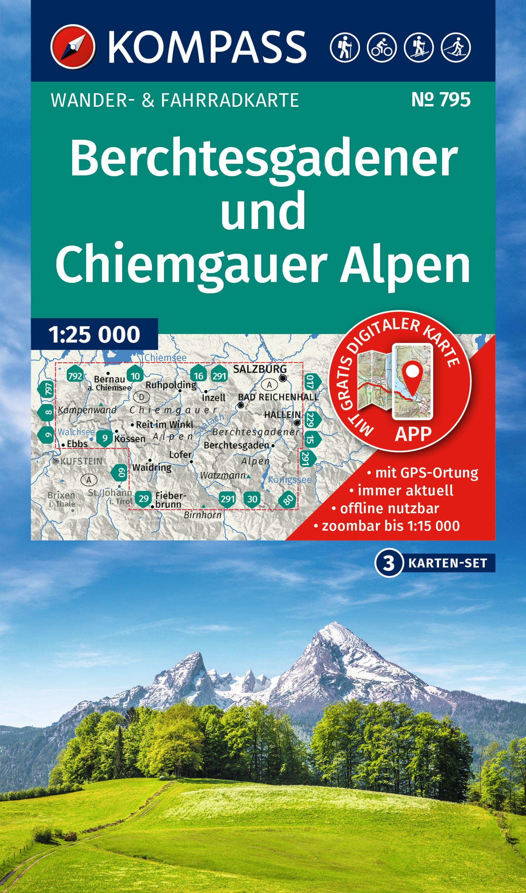 Vorderes Coverbild KOMPASS Wanderkarten-Set 795 Berchtesgadener und Chiemgauer Alpen (3 Karten) 1:25.000