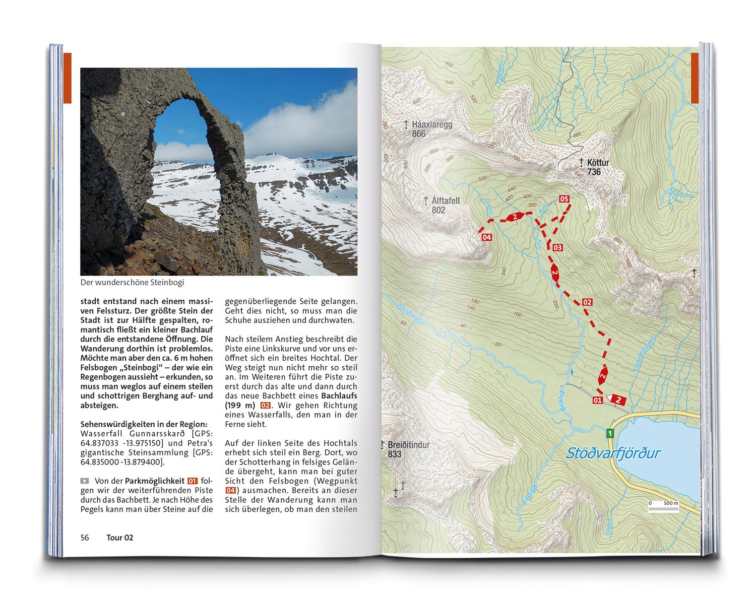 Beispielinhalt (Bild) KOMPASS Wanderführer Island, 70 Touren mit Extra-Tourenkarte