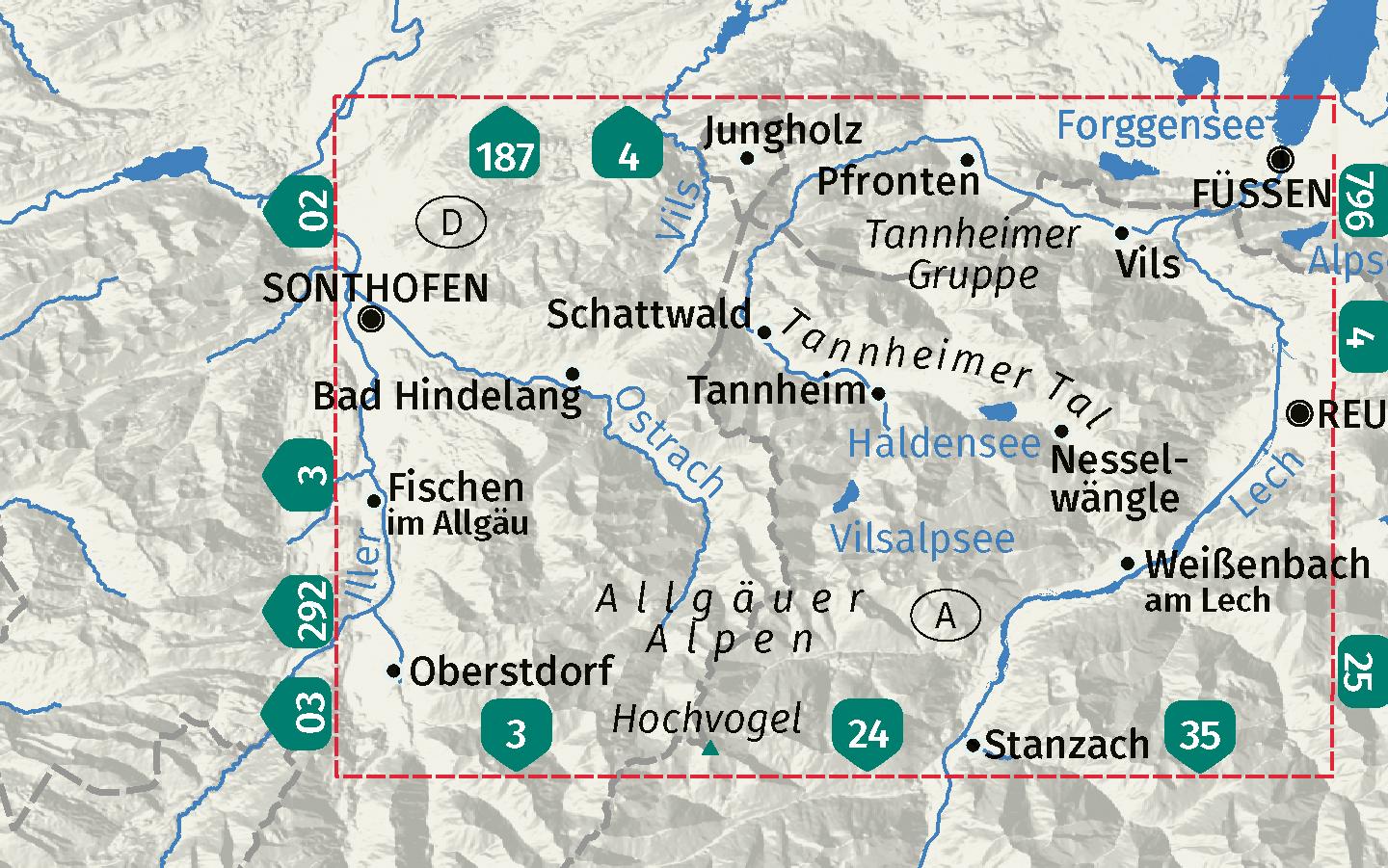 Beispielinhalt (Bild) KOMPASS Wanderkarte 04 Tannheimer Tal 1:35.000