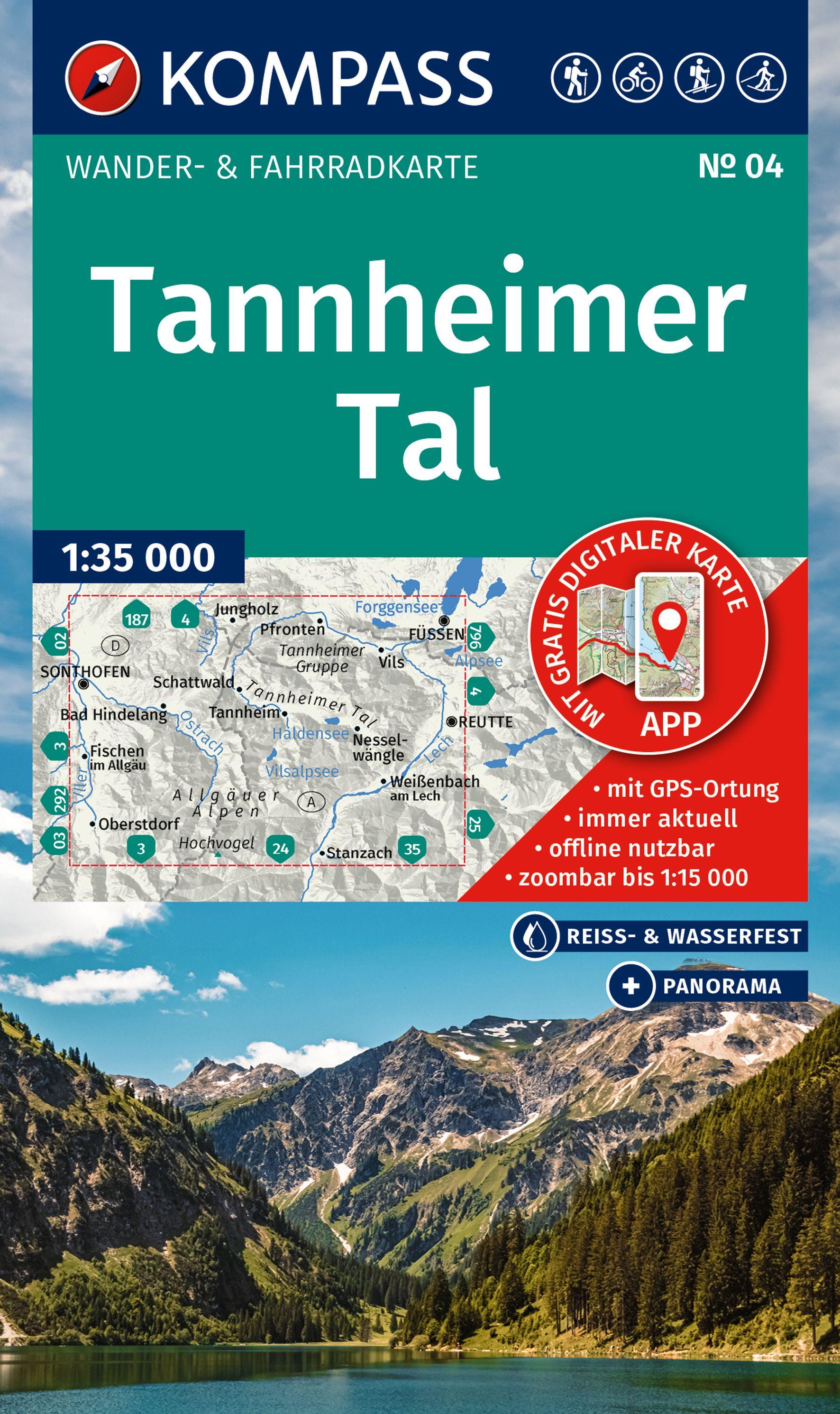Vorderes Coverbild KOMPASS Wanderkarte 04 Tannheimer Tal 1:35.000