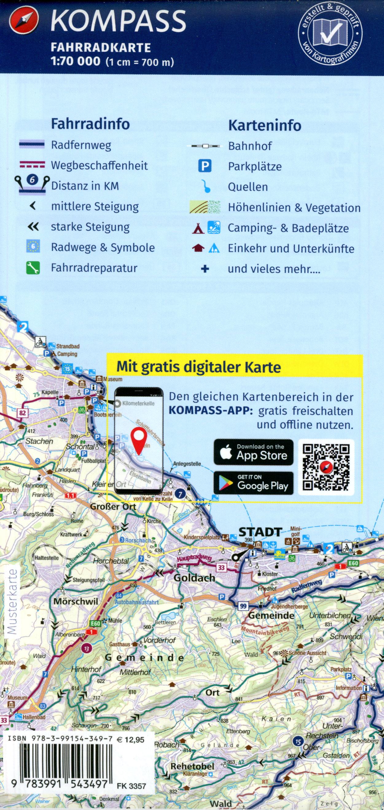 Beispielinhalt (Bild) KOMPASS Fahrradkarte 3357 Bregenzerwald, Vorarlberg, Oberstdorf 1:70.000