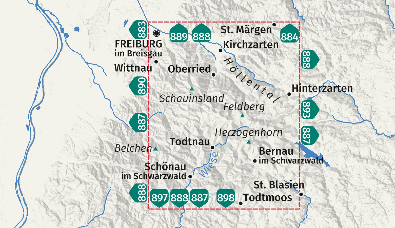 Beispielinhalt (Bild) KOMPASS Wanderkarte 891 Feldberg, Todtnau, Kirchzarten, Hinterzarten 1:25.000