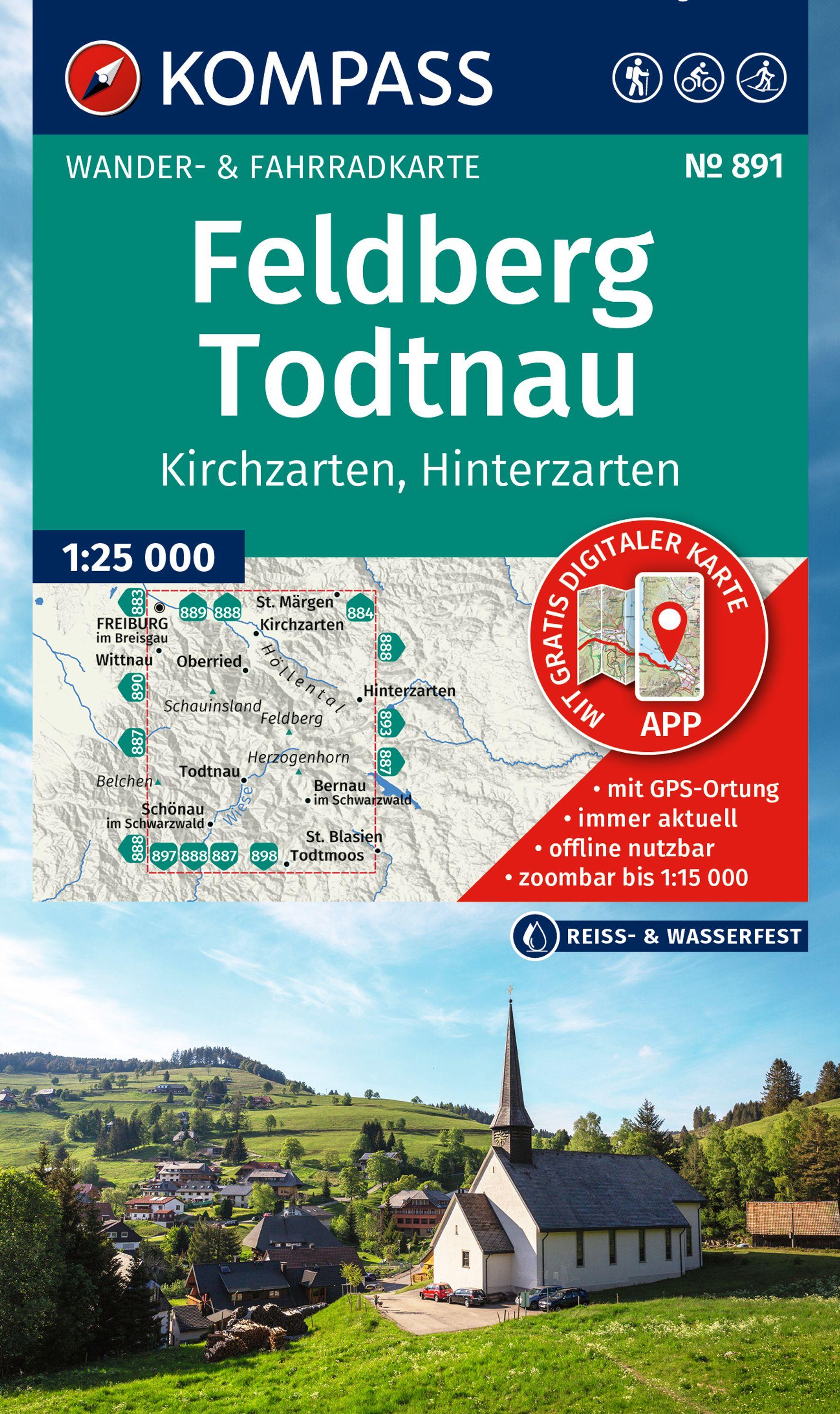 Vorderes Coverbild KOMPASS Wanderkarte 891 Feldberg, Todtnau, Kirchzarten, Hinterzarten 1:25.000