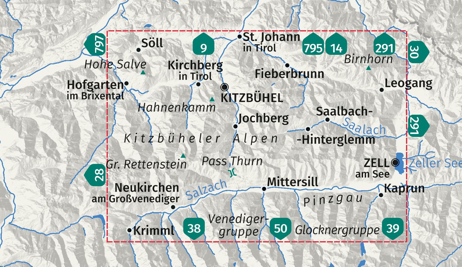 Beispielinhalt (Bild) KOMPASS Wanderkarte 29 Kitzbüheler Alpen 1:50.000