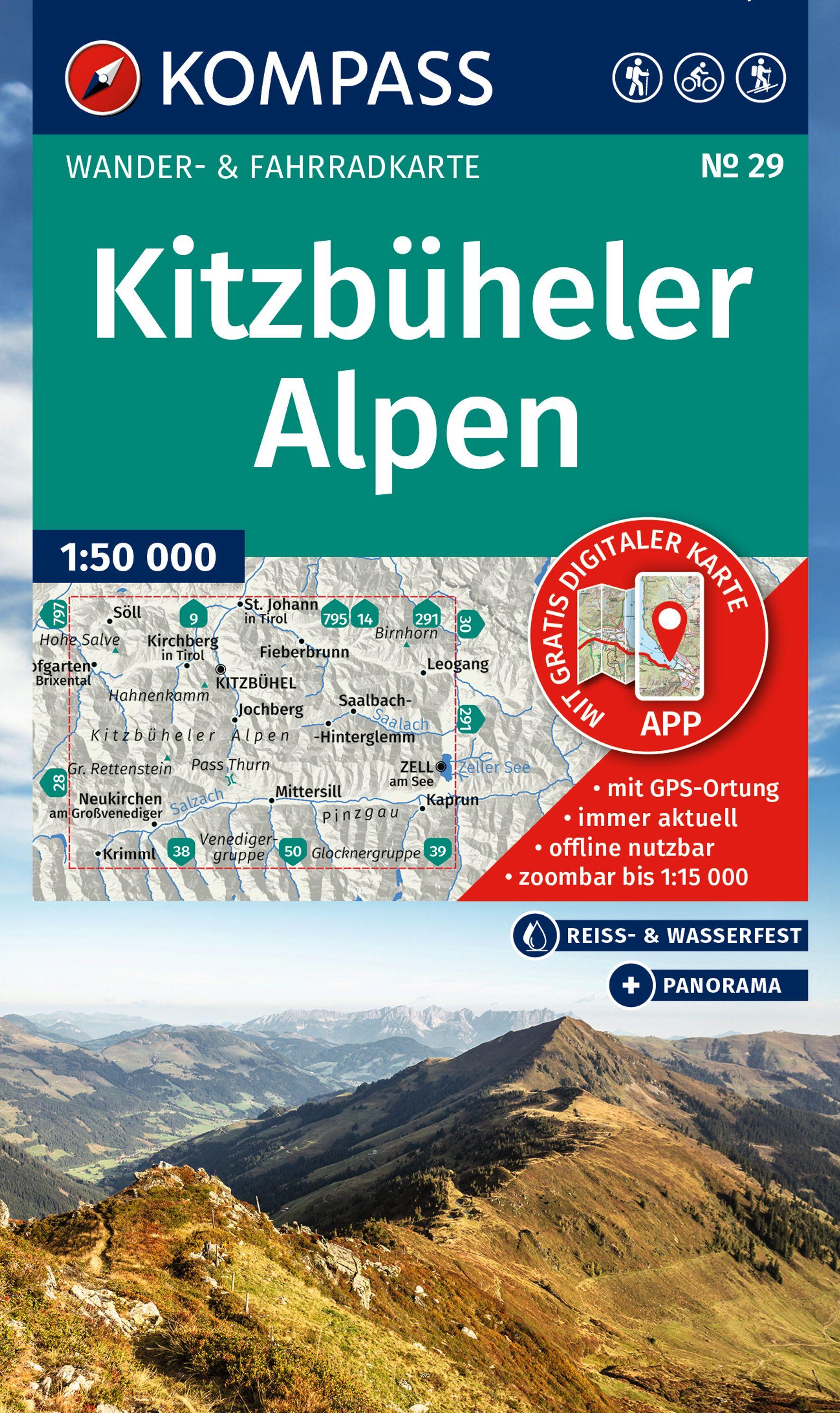 Vorderes Coverbild KOMPASS Wanderkarte 29 Kitzbüheler Alpen 1:50.000