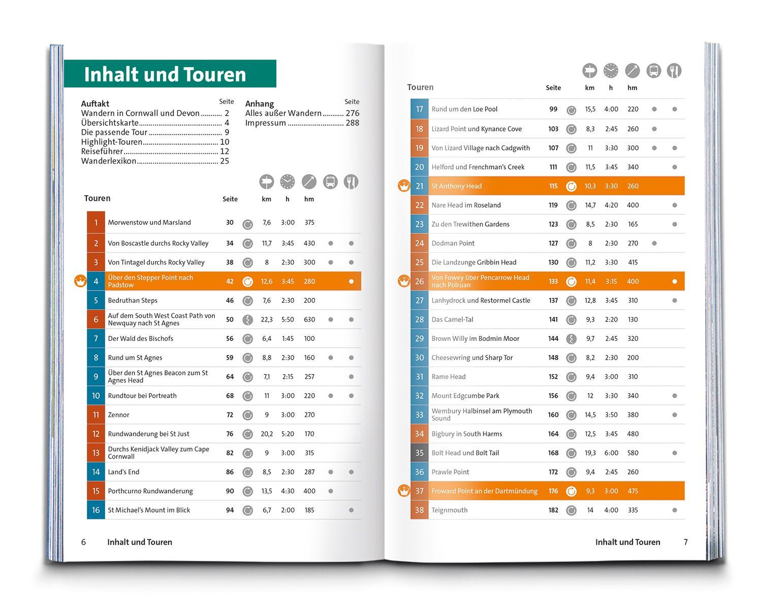 Beispielinhalt (Bild) KOMPASS Wanderführer Cornwall und Devon, 60 Touren mit Extra-Tourenkarte