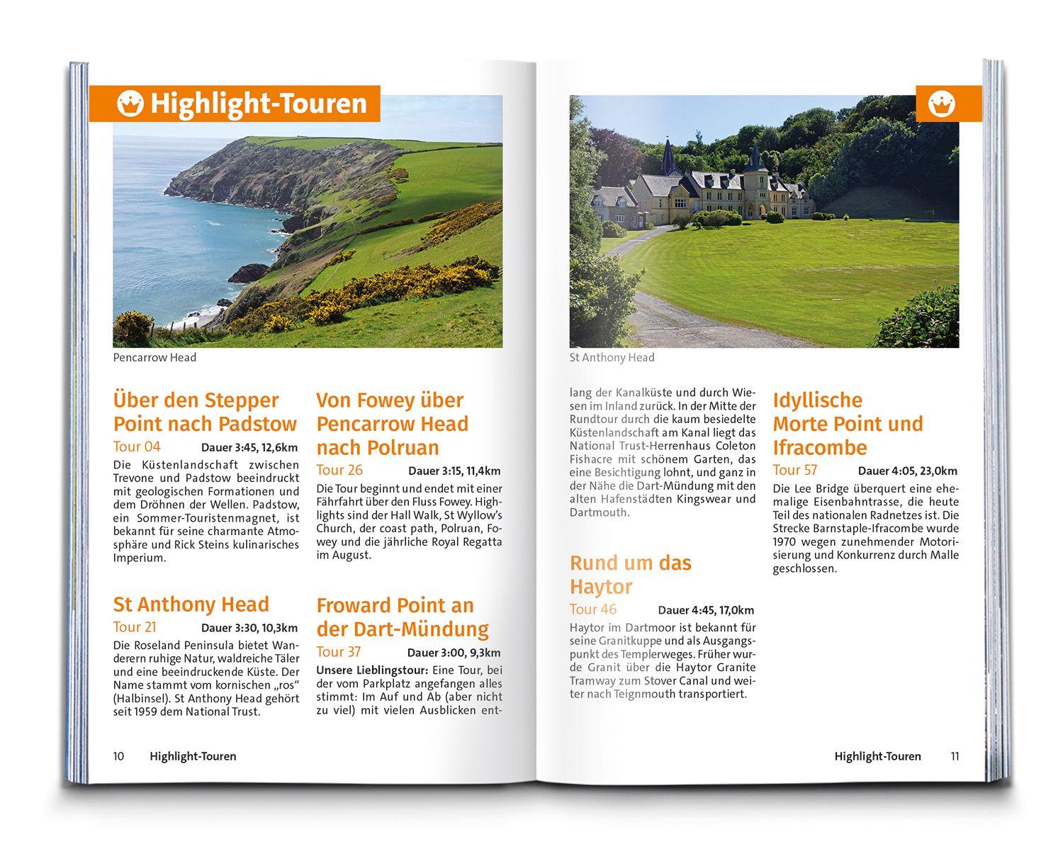 Beispielinhalt (Bild) KOMPASS Wanderführer Cornwall und Devon, 60 Touren mit Extra-Tourenkarte