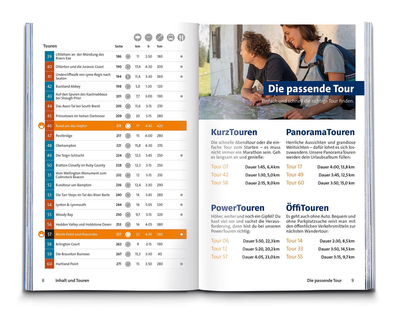 Beispielinhalt (Bild) KOMPASS Wanderführer Cornwall und Devon, 60 Touren mit Extra-Tourenkarte