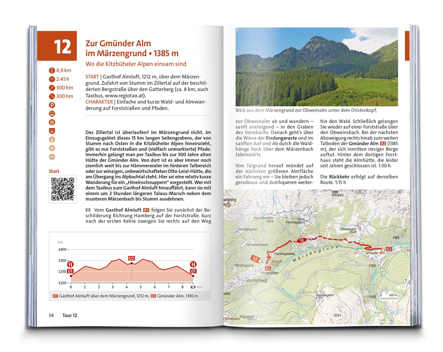 Beispielinhalt (Bild) KOMPASS Wanderführer Zillertal, 55 Touren mit Extra-Tourenkarte