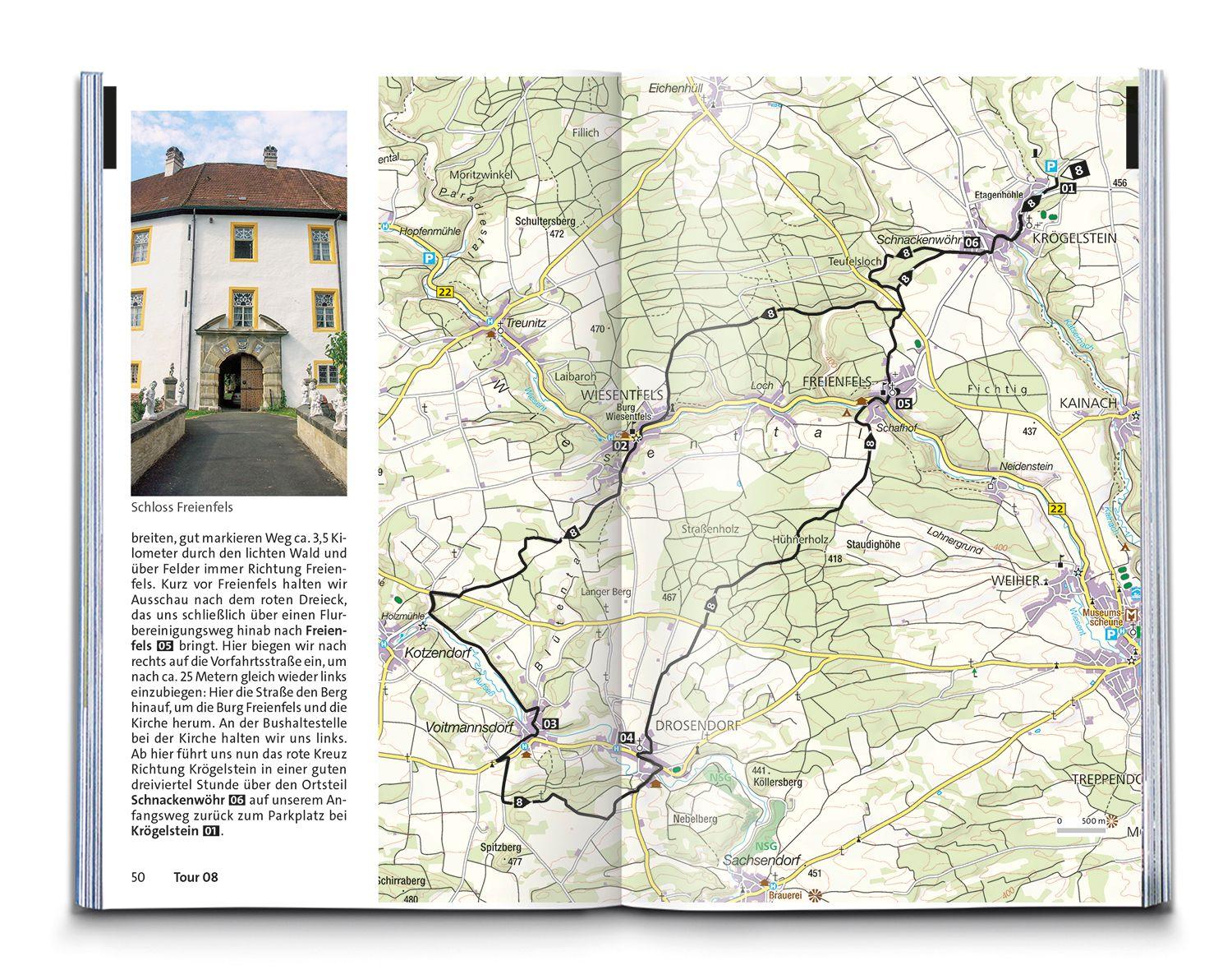 Beispielinhalt (Bild) KOMPASS Wanderführer Fränkische Schweiz mit Oberem Maintal und Hersbrucker Schweiz, 55 Touren mit Extra-Tourenkarte