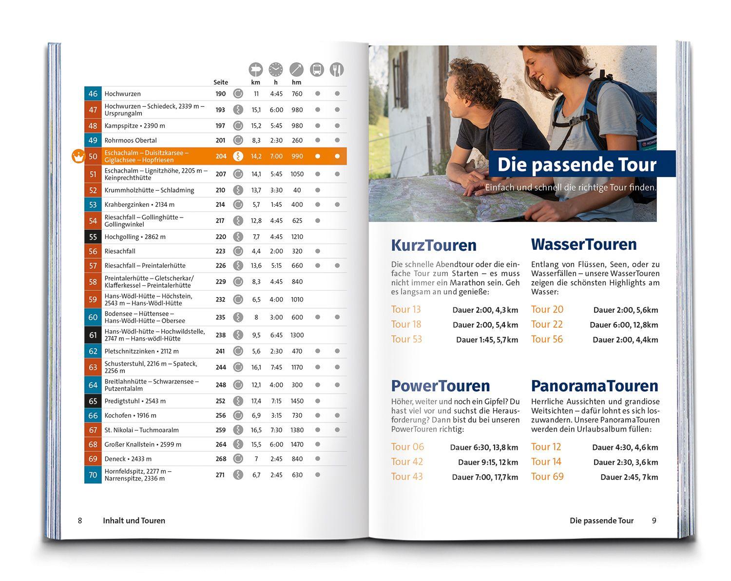 Beispielinhalt (Bild) KOMPASS Wanderführer Dachstein-Tauern Ost, 70 Touren mit Extra-Tourenkarte