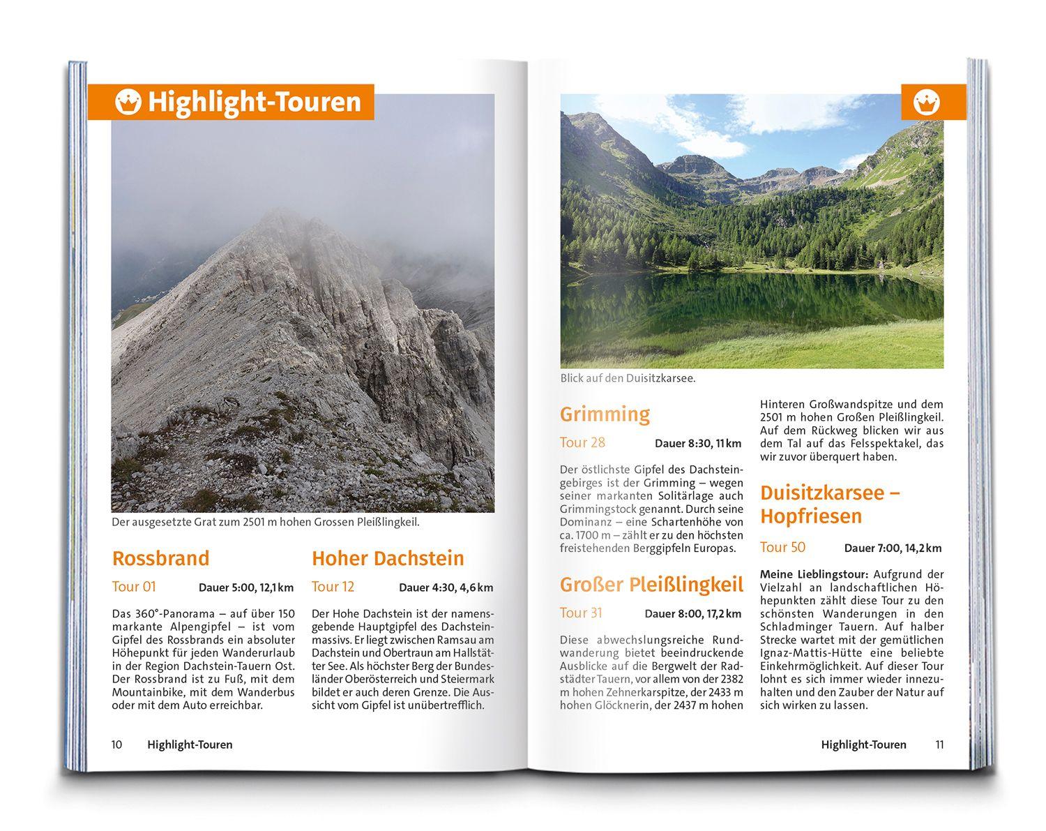 Beispielinhalt (Bild) KOMPASS Wanderführer Dachstein-Tauern Ost, 70 Touren mit Extra-Tourenkarte