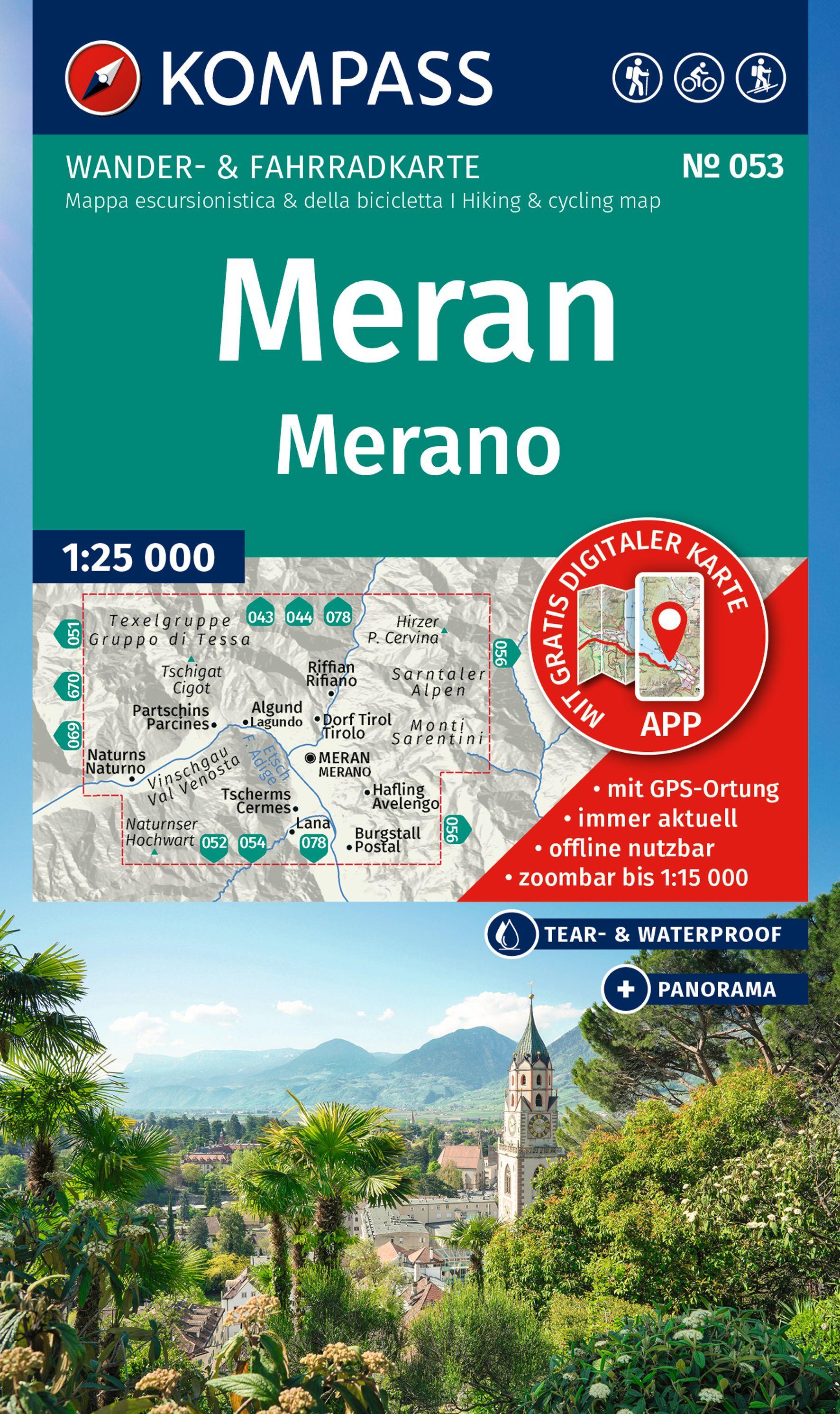 Vorderes Coverbild KOMPASS Wanderkarte 053 Meran / Merano 1:25.000