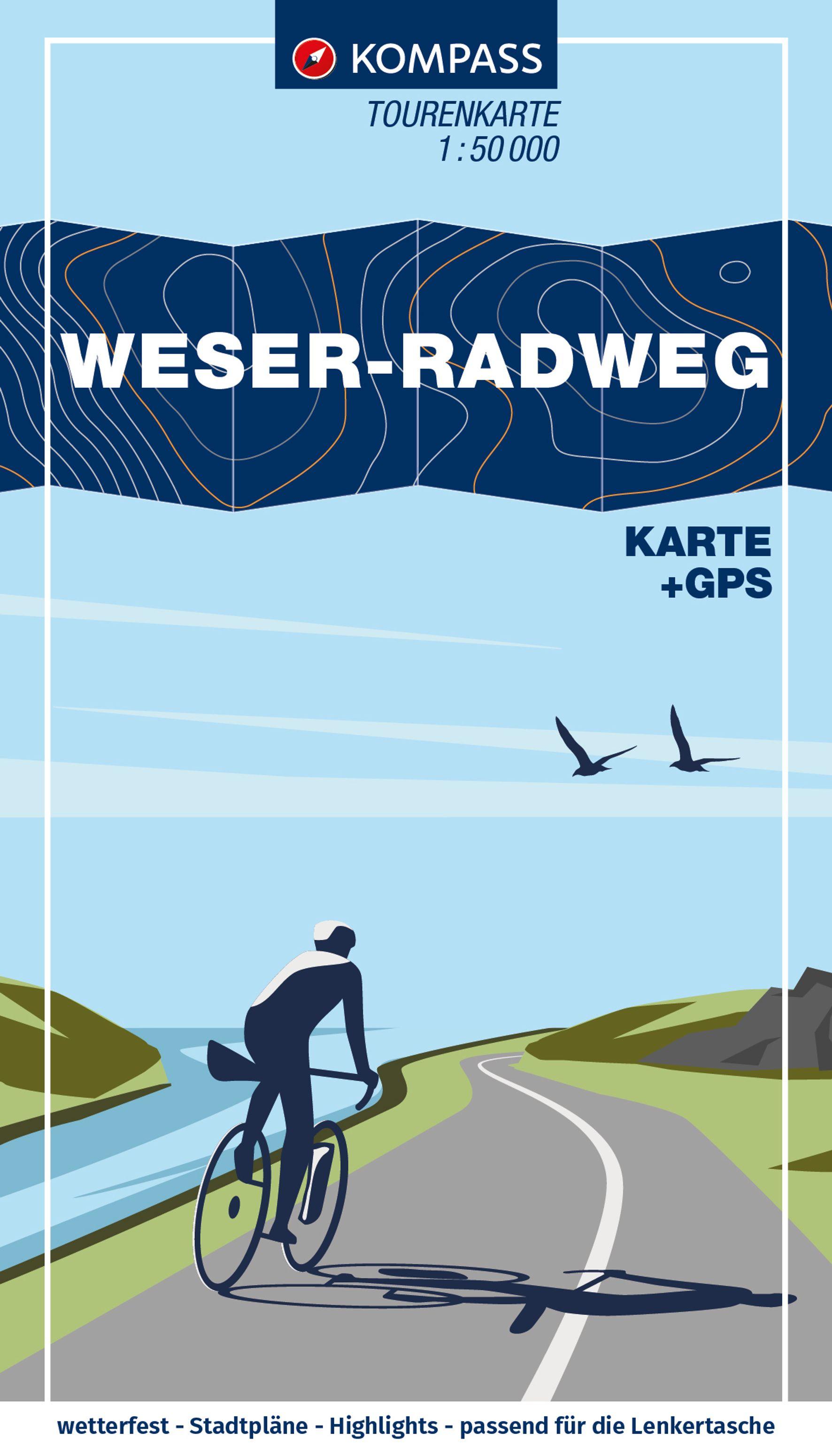 Vorderes Coverbild KOMPASS Fahrrad-Tourenkarte Weser-Radweg 1:50.000