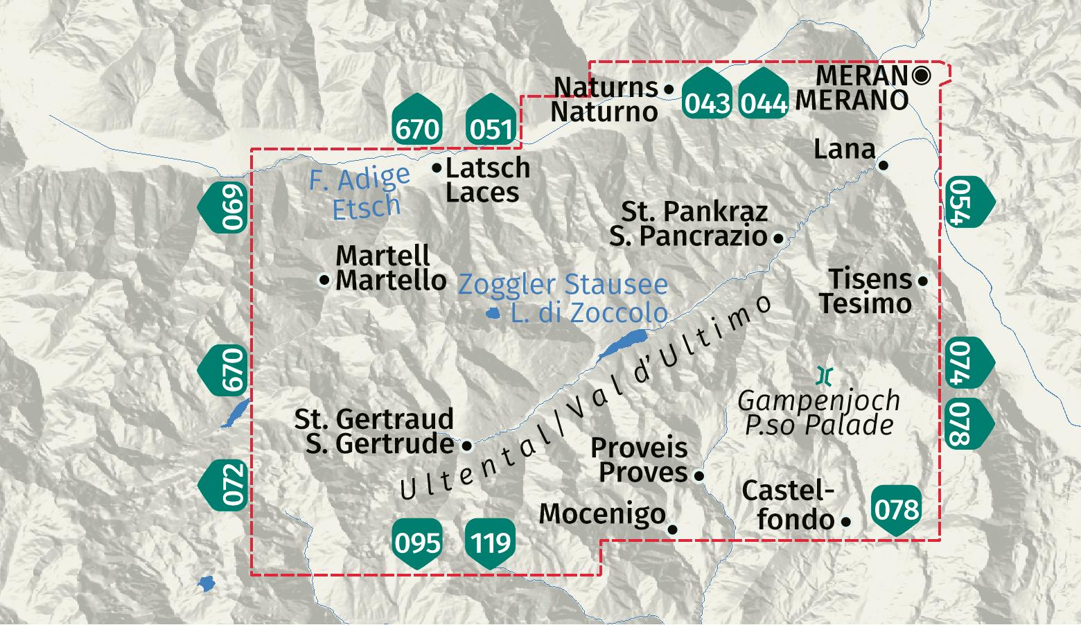 Beispielinhalt (Bild) KOMPASS Wanderkarte 052 Ultental / Val d'Ultimo 1:25.000