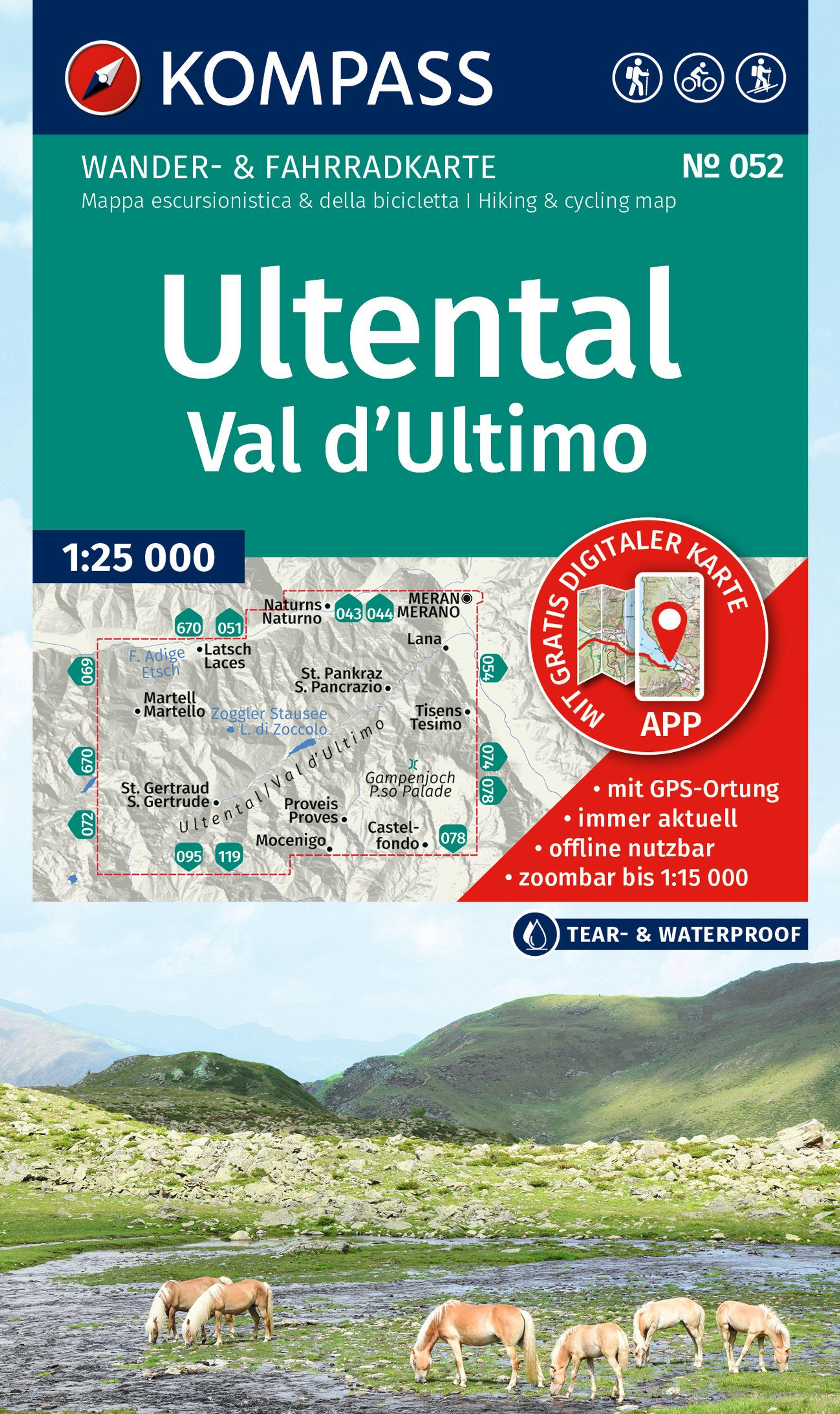 Vorderes Coverbild KOMPASS Wanderkarte 052 Ultental / Val d'Ultimo 1:25.000