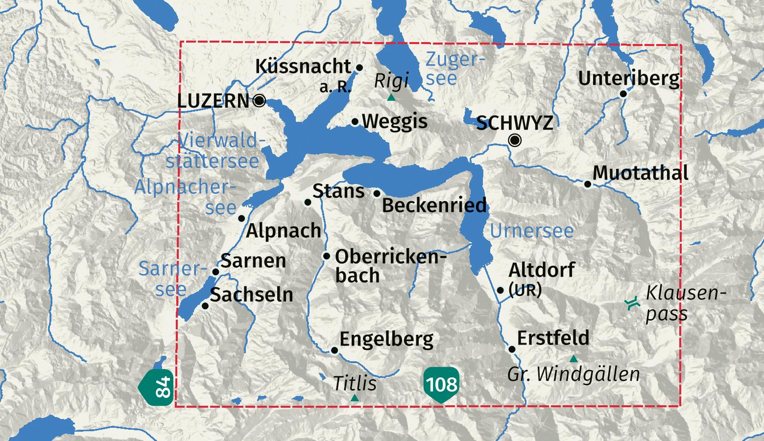 Beispielinhalt (Bild) KOMPASS Wanderkarte 116 Vierwaldstättersee, Luzern 1:40.000
