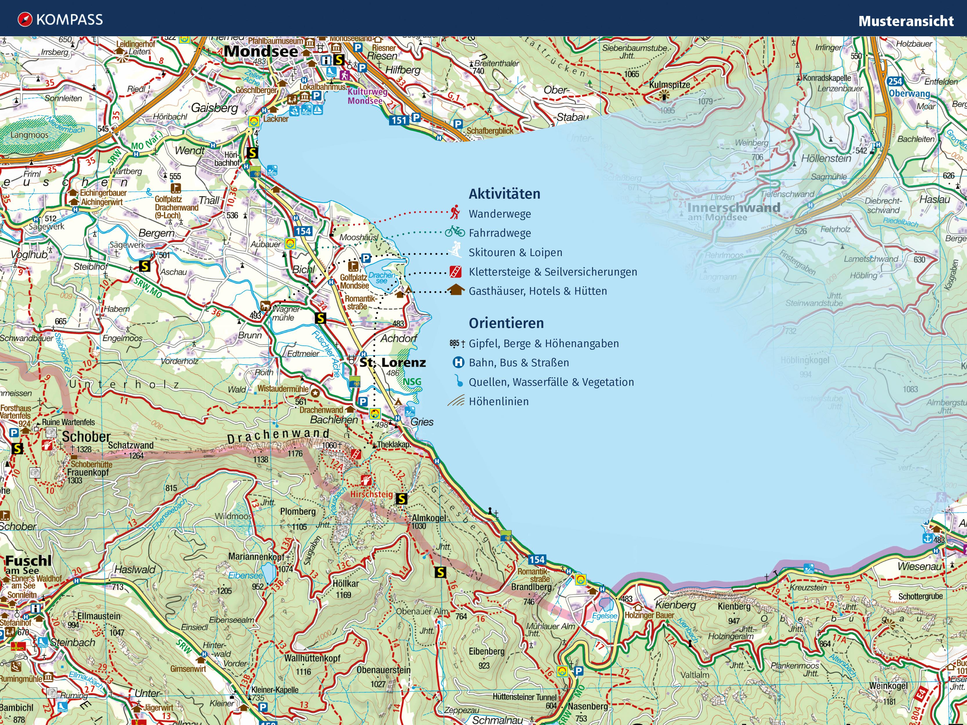 Beispielinhalt (Bild) KOMPASS Wanderkarte 116 Vierwaldstättersee, Luzern 1:40.000