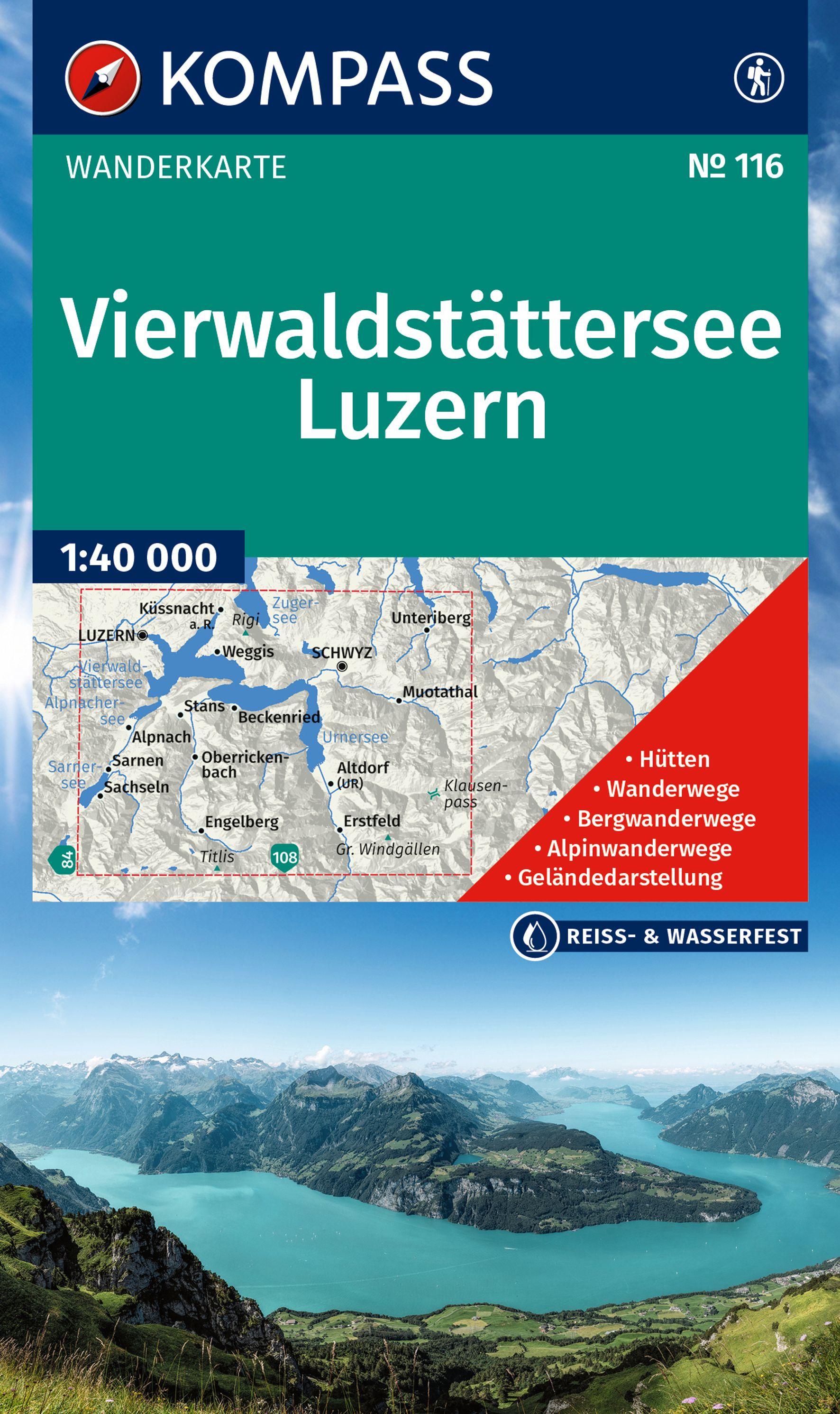 Vorderes Coverbild KOMPASS Wanderkarte 116 Vierwaldstättersee, Luzern 1:40.000