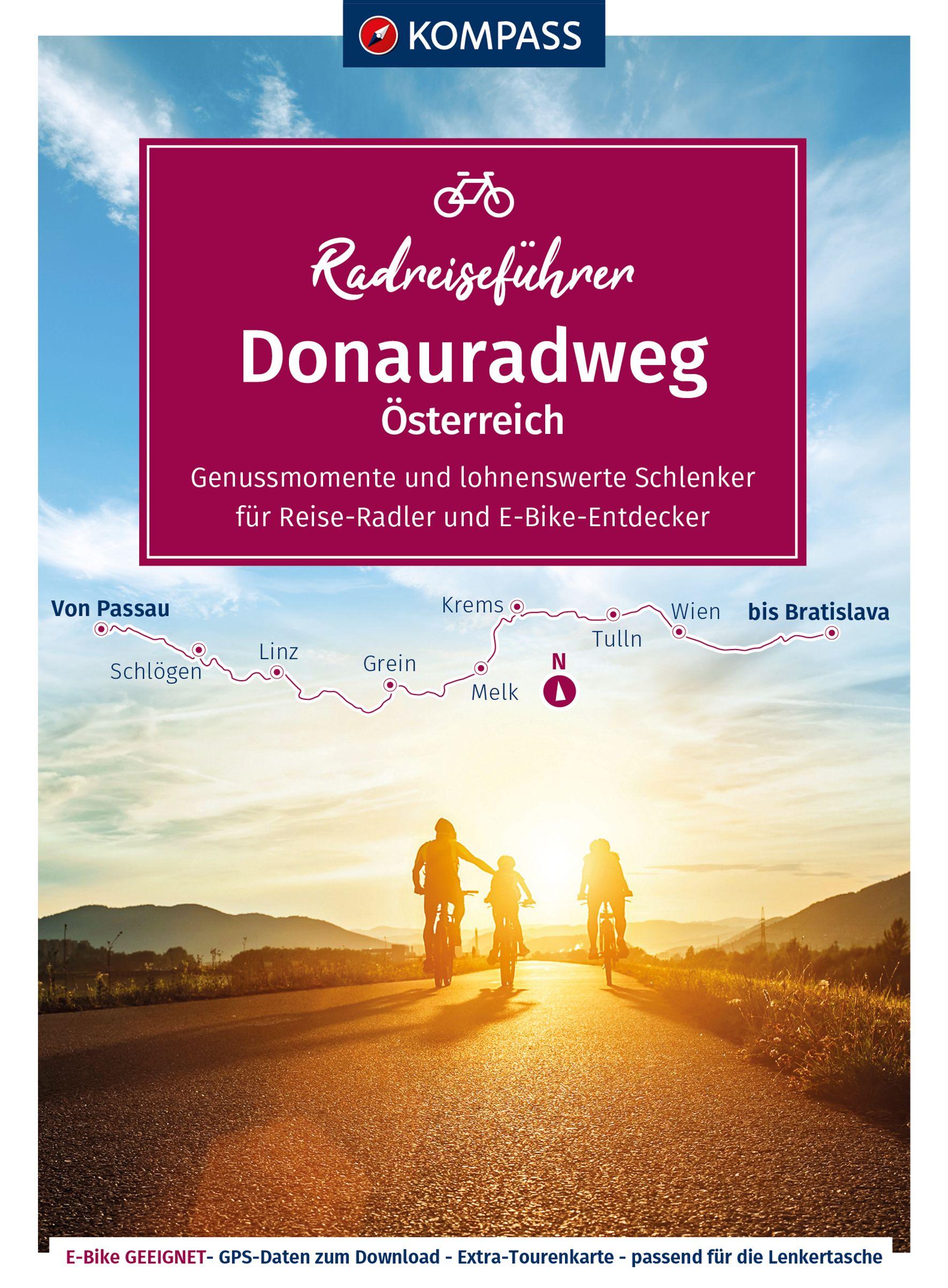 Vorderes Coverbild KOMPASS Radreiseführer Donauradweg Österreich