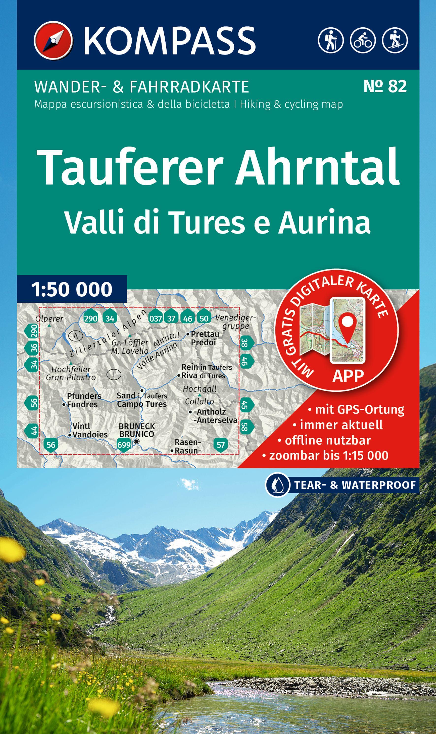 Vorderes Coverbild KOMPASS Wanderkarte 82 Tauferer Ahrntal / Valle di Tures e Aurina 1:50.000