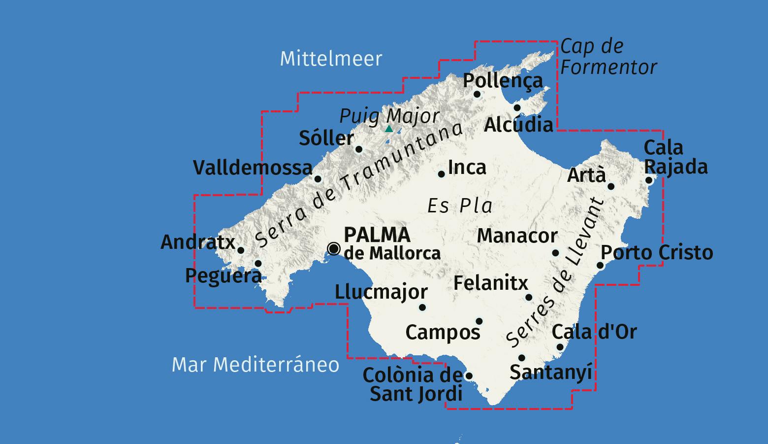 Beispielinhalt (Bild) KOMPASS Wanderkarten-Set 2230 Mallorca (4 Karten) 1:35.000