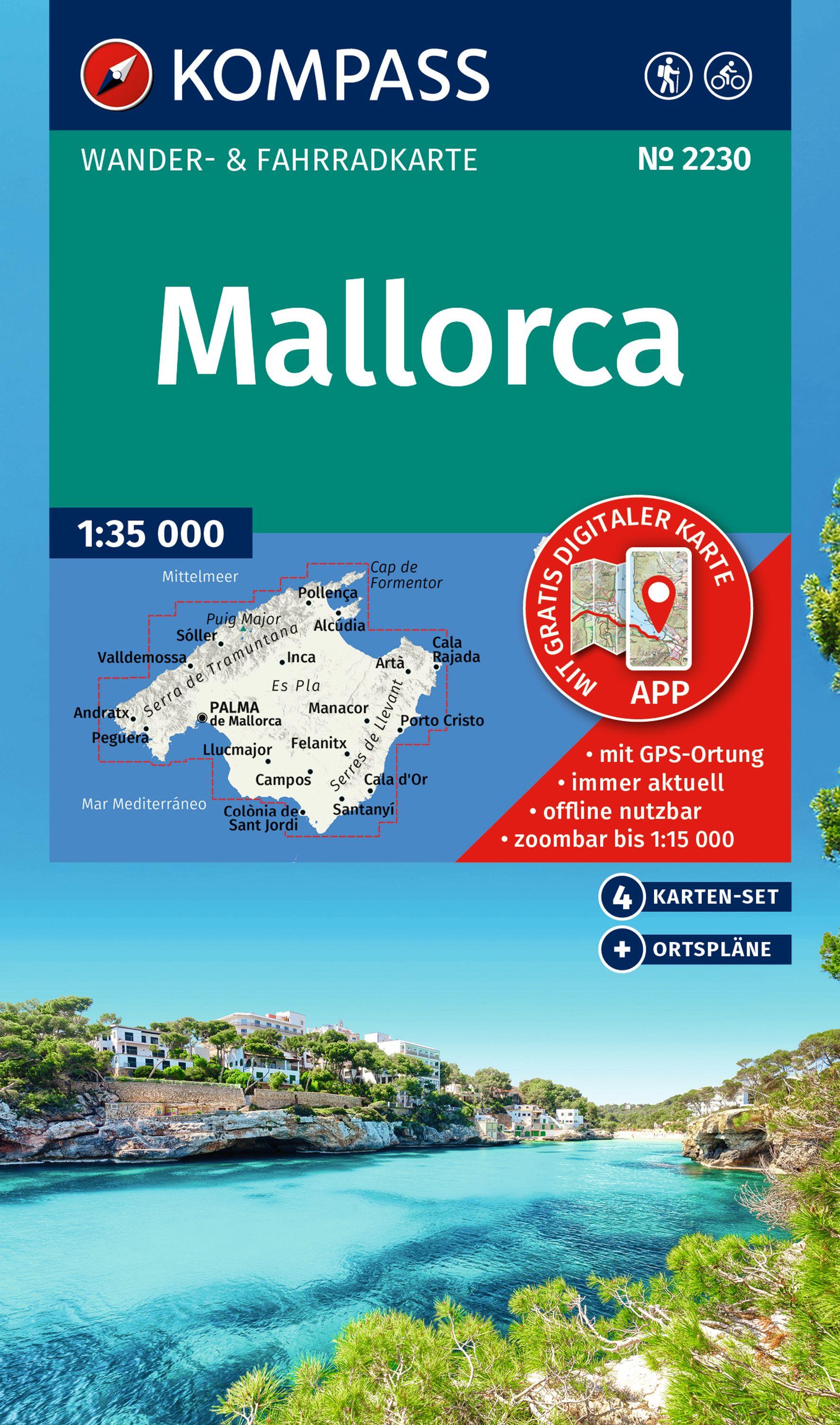 Vorderes Coverbild KOMPASS Wanderkarten-Set 2230 Mallorca (4 Karten) 1:35.000