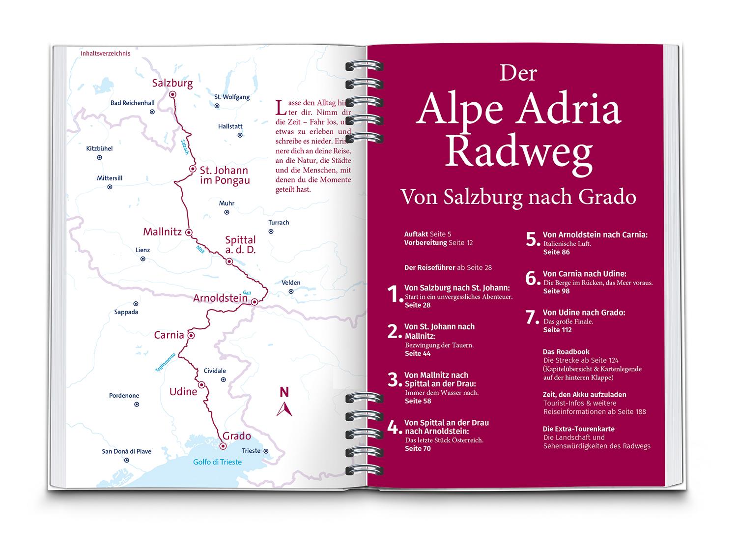 Beispielinhalt (Bild) KOMPASS Radreiseführer Alpe Adria Radweg