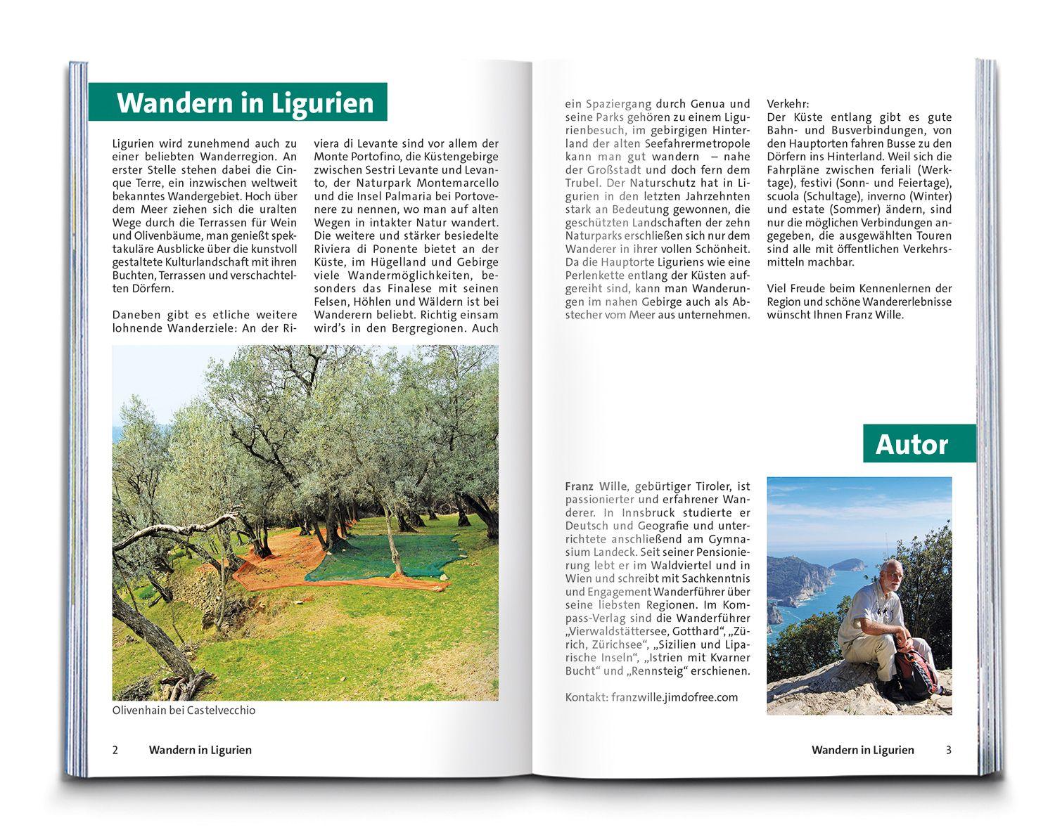 Beispielinhalt (Bild) KOMPASS Wanderführer Ligurien mit Cinque Terre, 50 Touren mit Extra-Tourenkarte