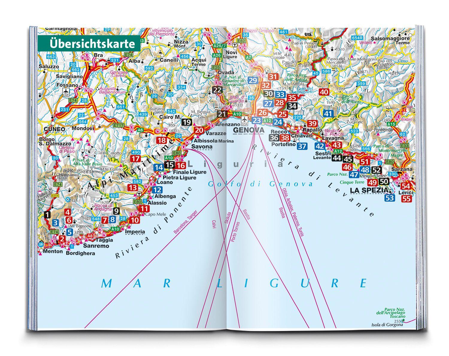 Beispielinhalt (Bild) KOMPASS Wanderführer Ligurien mit Cinque Terre, 50 Touren mit Extra-Tourenkarte