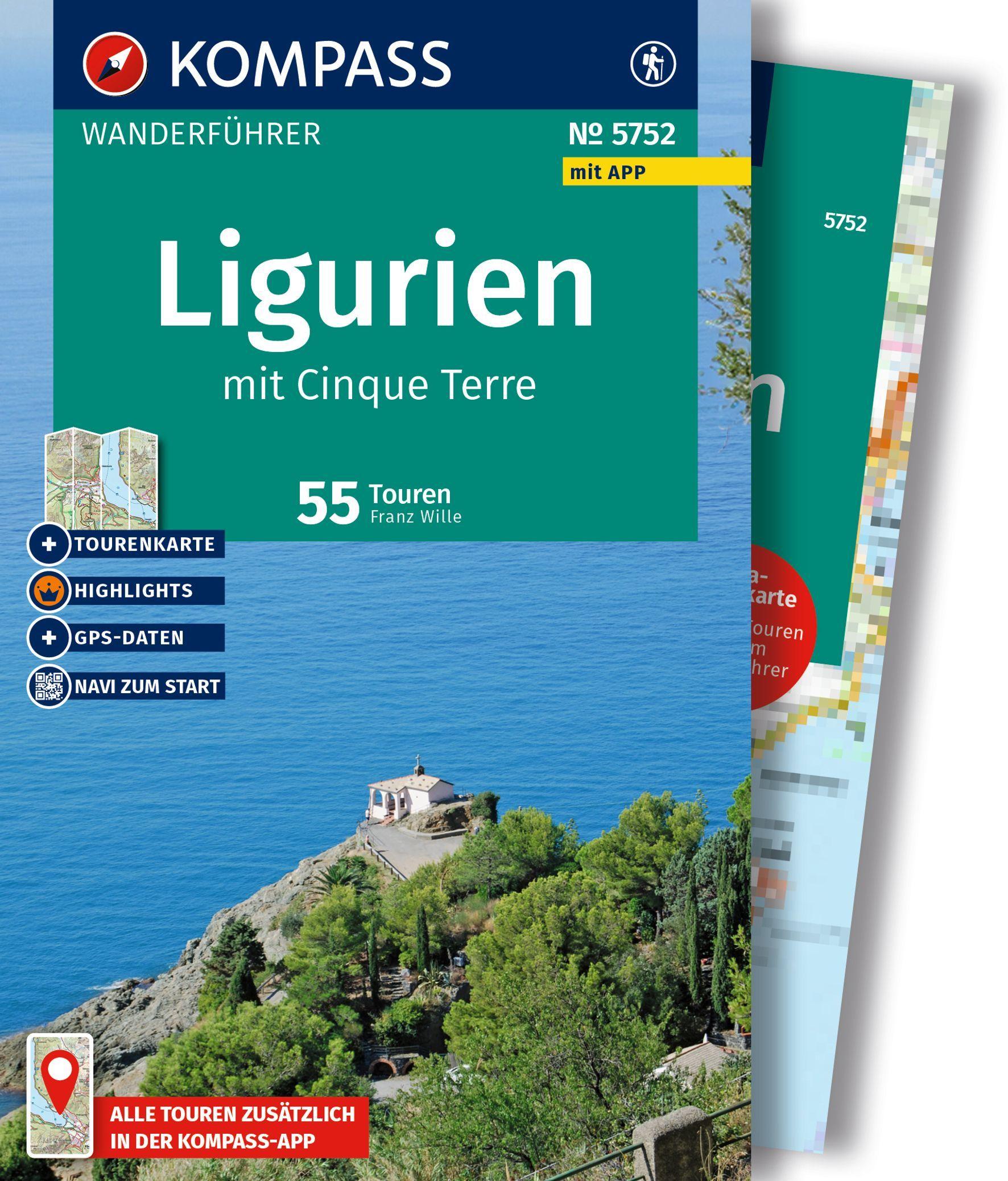 Vorderes Coverbild KOMPASS Wanderführer Ligurien mit Cinque Terre, 50 Touren mit Extra-Tourenkarte