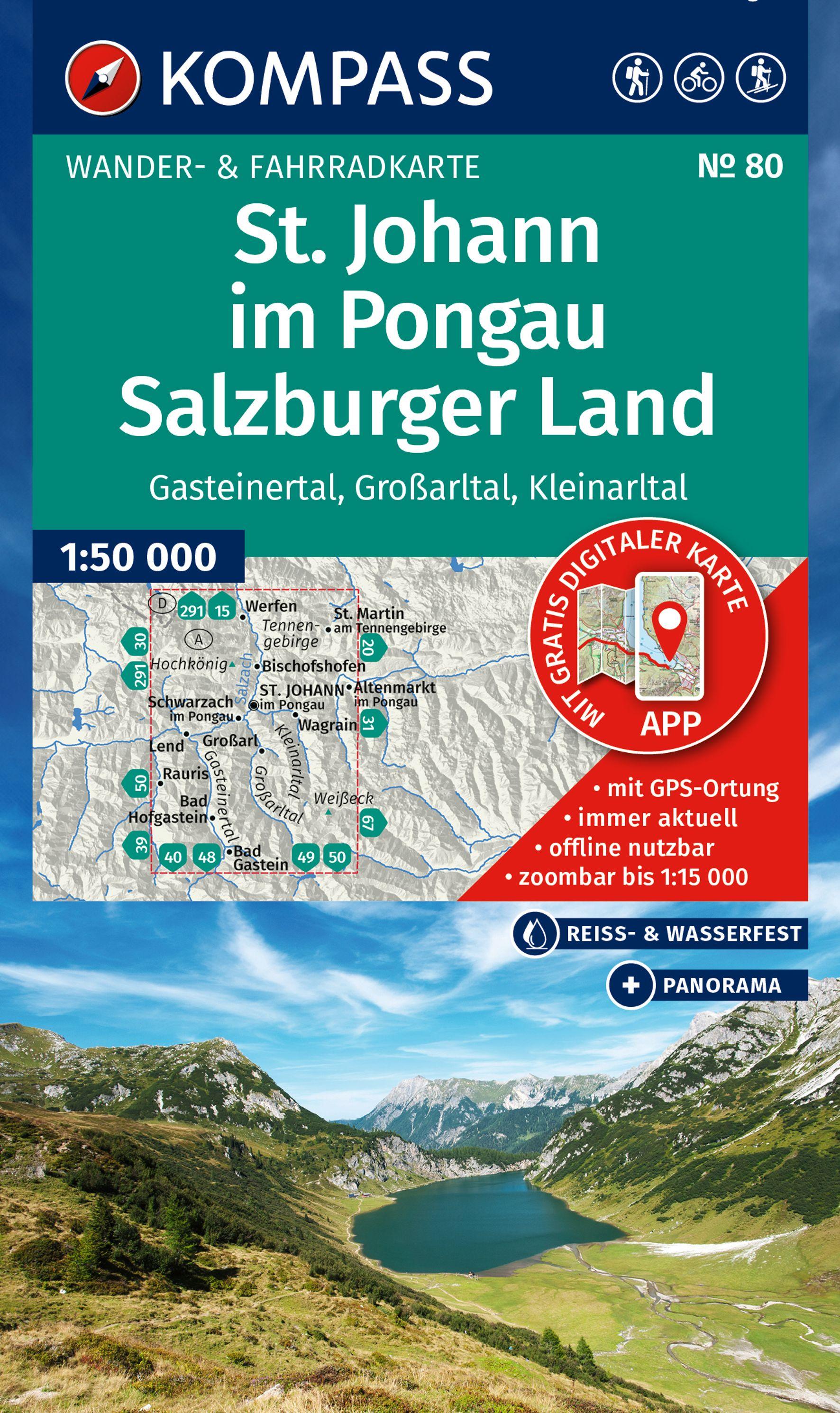 Vorderes Coverbild KOMPASS Wanderkarte 80 St. Johann im Pongau, Salzburger Land 1:50.000