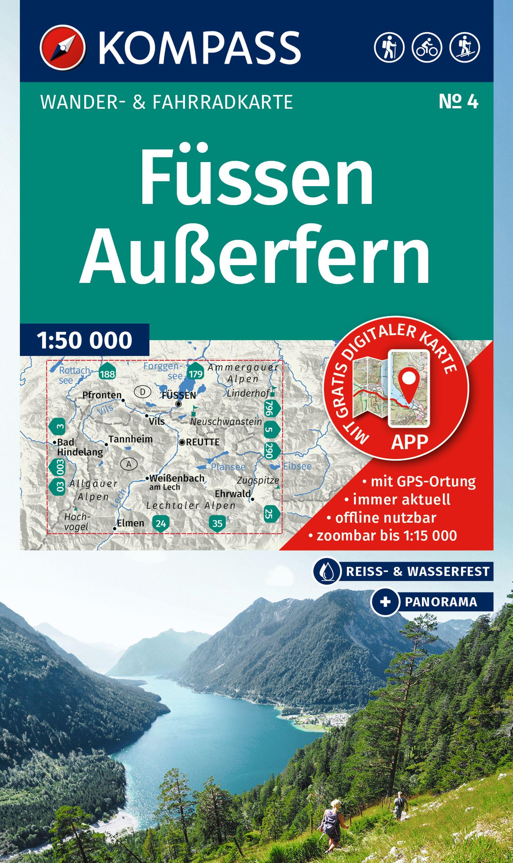 Vorderes Coverbild KOMPASS Wanderkarte 4 Füssen, Außerfern 1:50.000