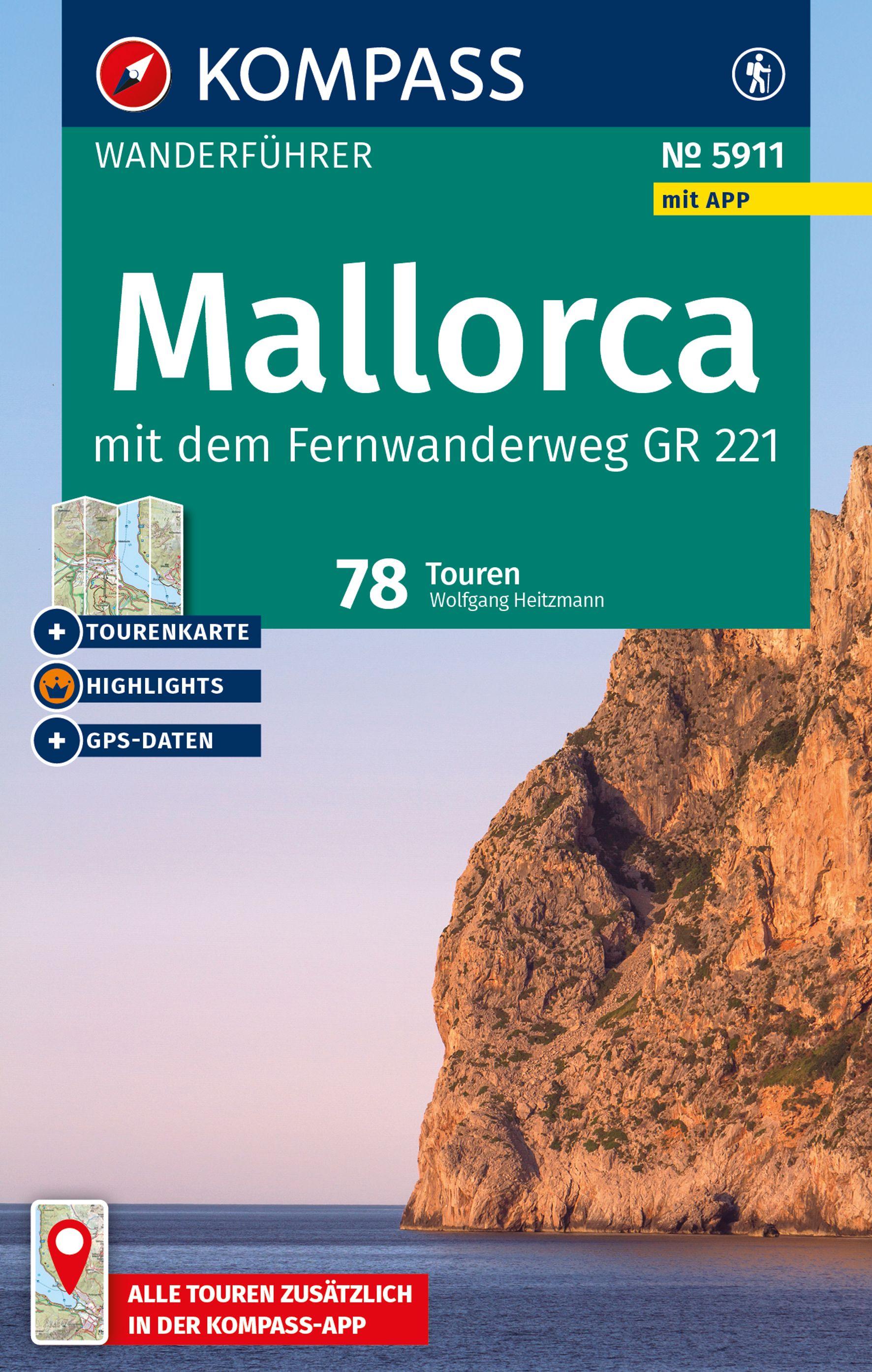 Vorderes Coverbild KOMPASS Wanderführer Mallorca, 78 Touren mit Extra-Tourenkarte