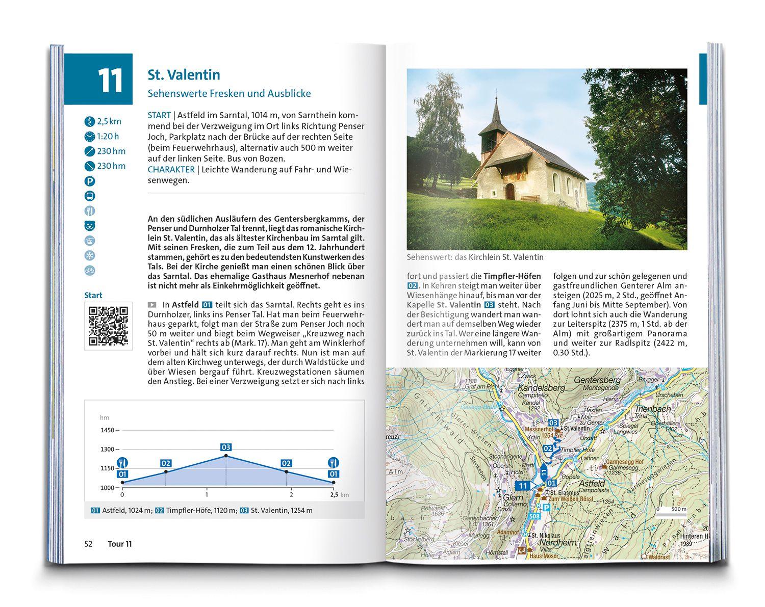 Beispielinhalt (Bild) KOMPASS Wanderführer Bozen, Sarntal, Ritten, Eppan, Kalterer See, Seiser Alm, Rosengarten, 55 Touren mit Extra-Tourenkarte