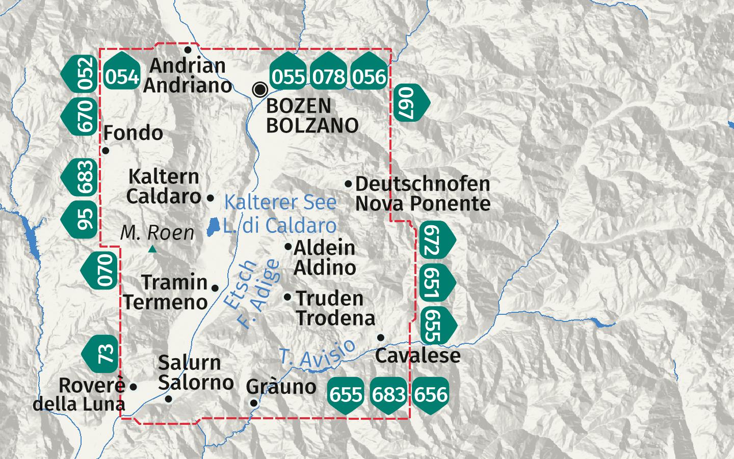 Beispielinhalt (Bild) KOMPASS Wanderkarte 074 Südtiroler Weinstraße, Unterland / Strada del Vino, Bassa Atesina 1:25.000