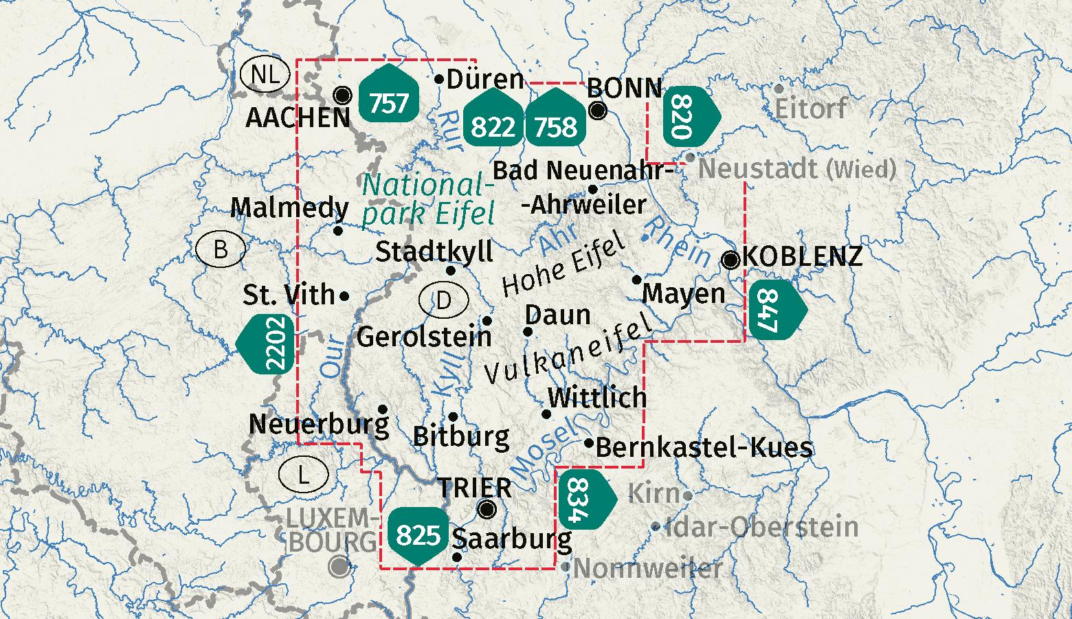Beispielinhalt (Bild) KOMPASS Wanderkarten-Set 833 Eifel (4 Karten) 1:50.000