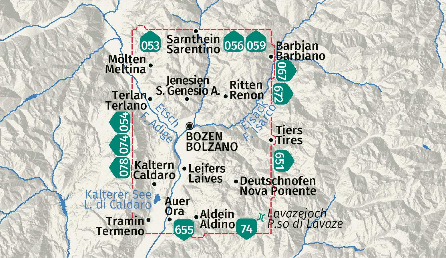 Beispielinhalt (Bild) KOMPASS Wanderkarte 154 Bozen und Umgebung / Bolzano e dintorni 1:25.000