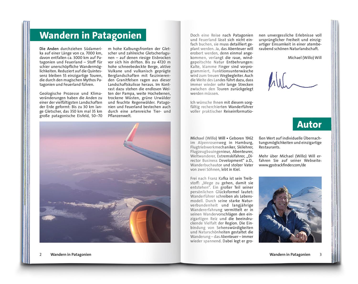 Beispielinhalt (Bild) KOMPASS Wanderführer Patagonien und Feuerland, 55 Touren mit Extra-Tourenkarte