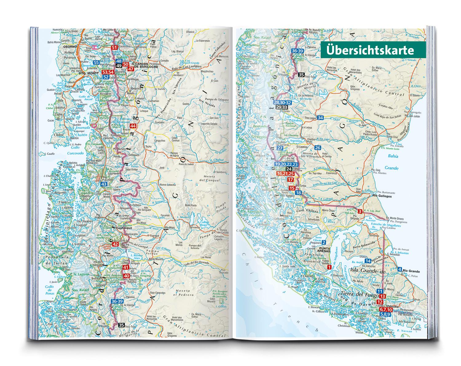 Beispielinhalt (Bild) KOMPASS Wanderführer Patagonien und Feuerland, 55 Touren mit Extra-Tourenkarte